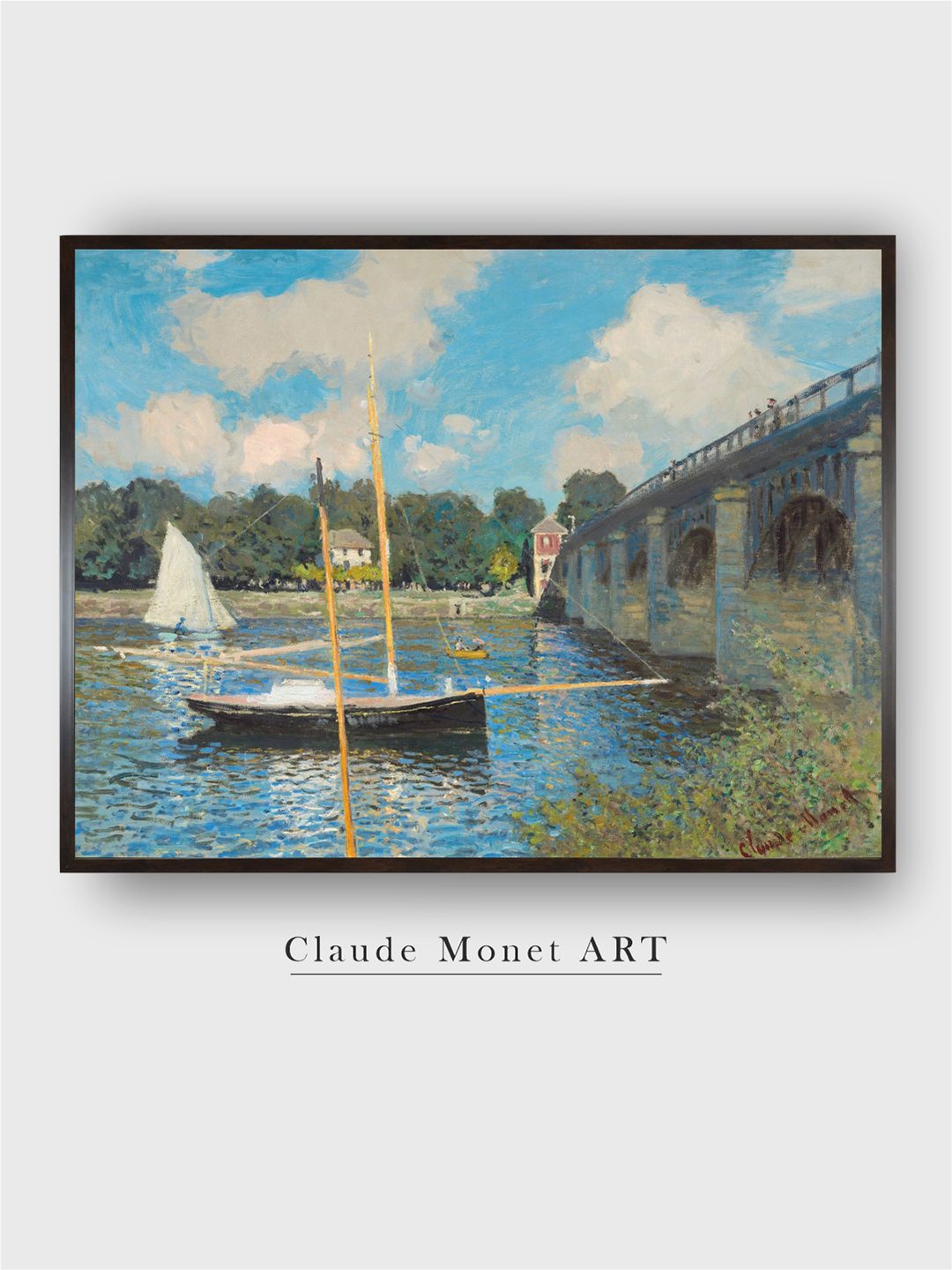 

The Art House Blue & White The Bridge At Argenteuil Wooden Frame Painting Wall Art