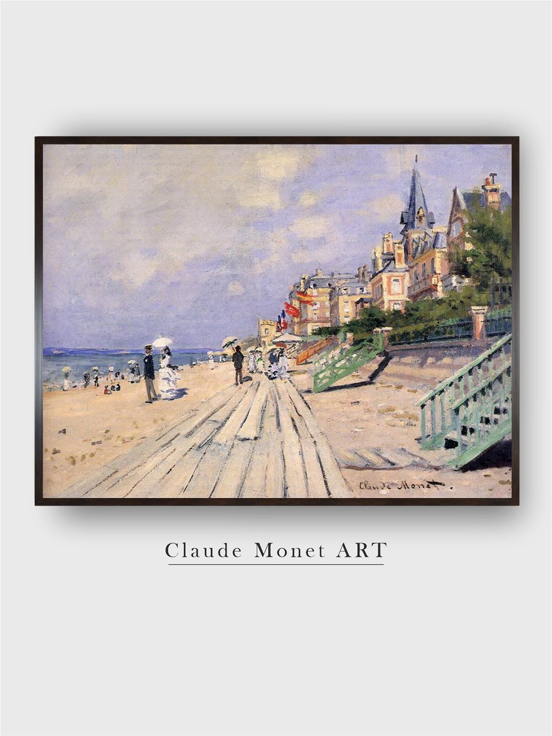 

The Art House Beige & Green Beach At Trouville Painting Wall Art
