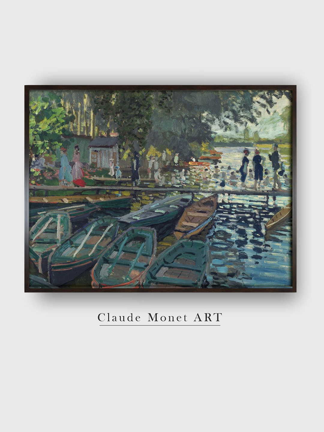 

The Art House Green & Blue Grenouillere Painting Canvas Wall Art