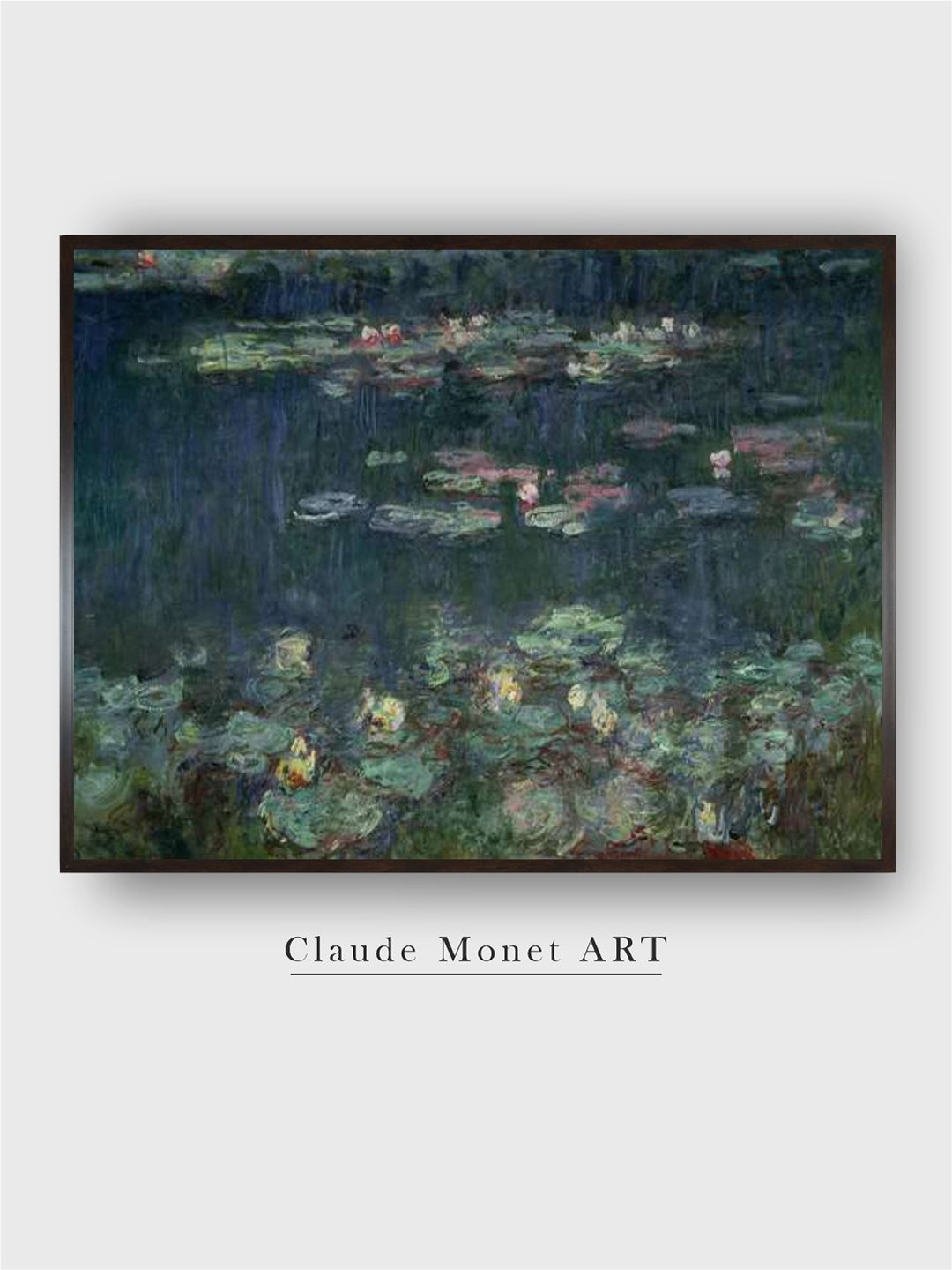 

The Art House Green Floral and Botanical Wooden Paintings Waterlilies Wall Art