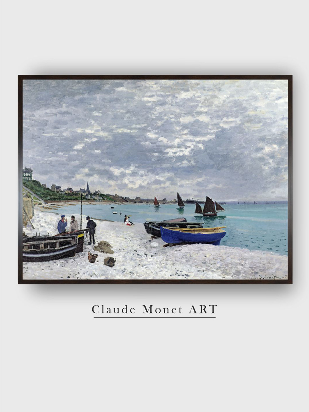 

The Art House Blue & Grey Beach At Sainte Adresse Painted Wooden Wall Art