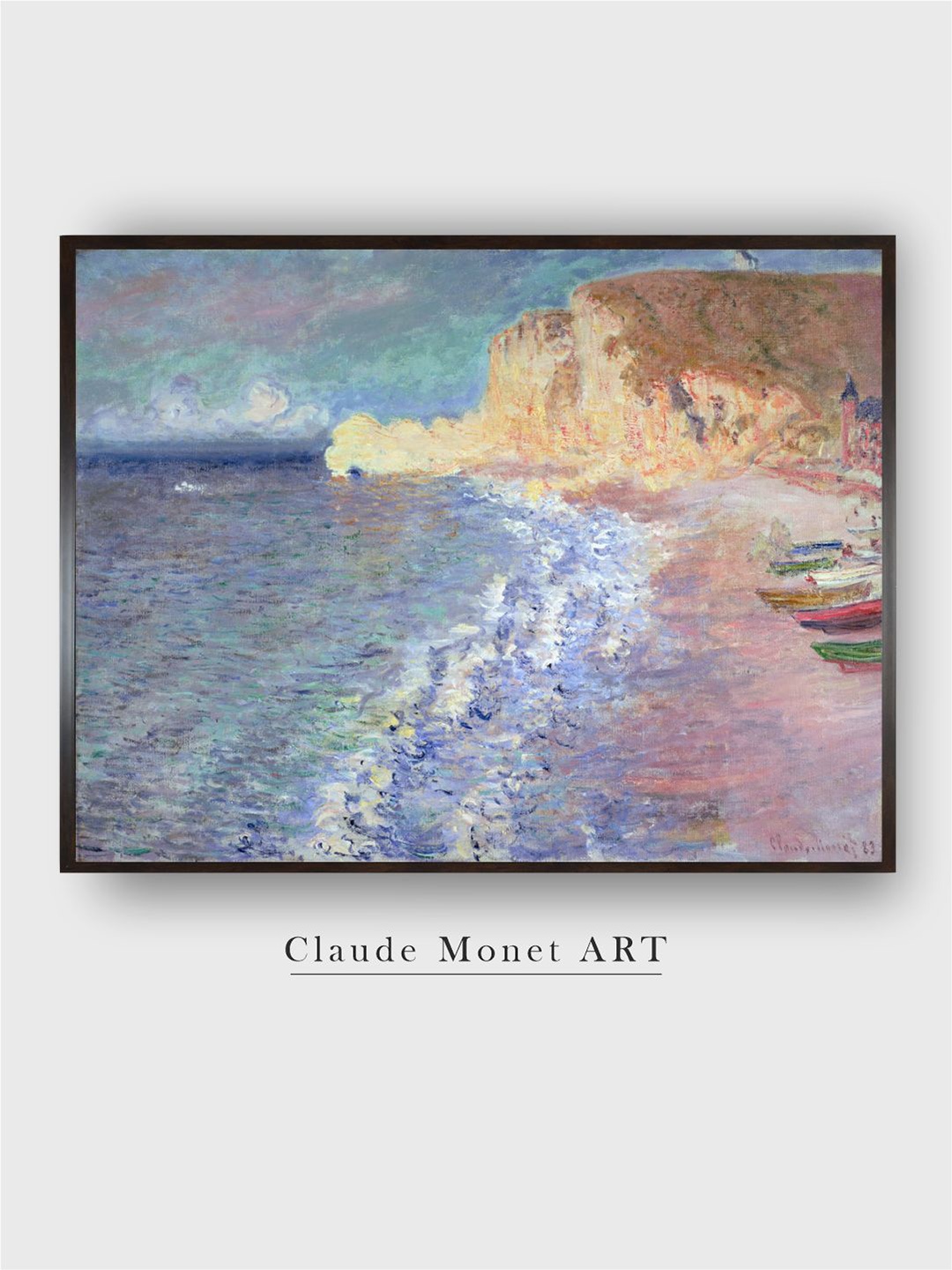 

The Art House Blue & Beige Morning at Etretat Wooden Frame Painting Wall Art
