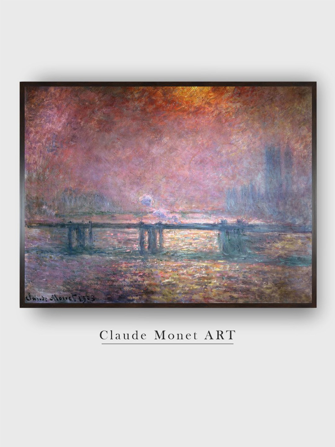 

The Art House Pink & Blue Thames At Charing Cross Wooden Painting Wall Art
