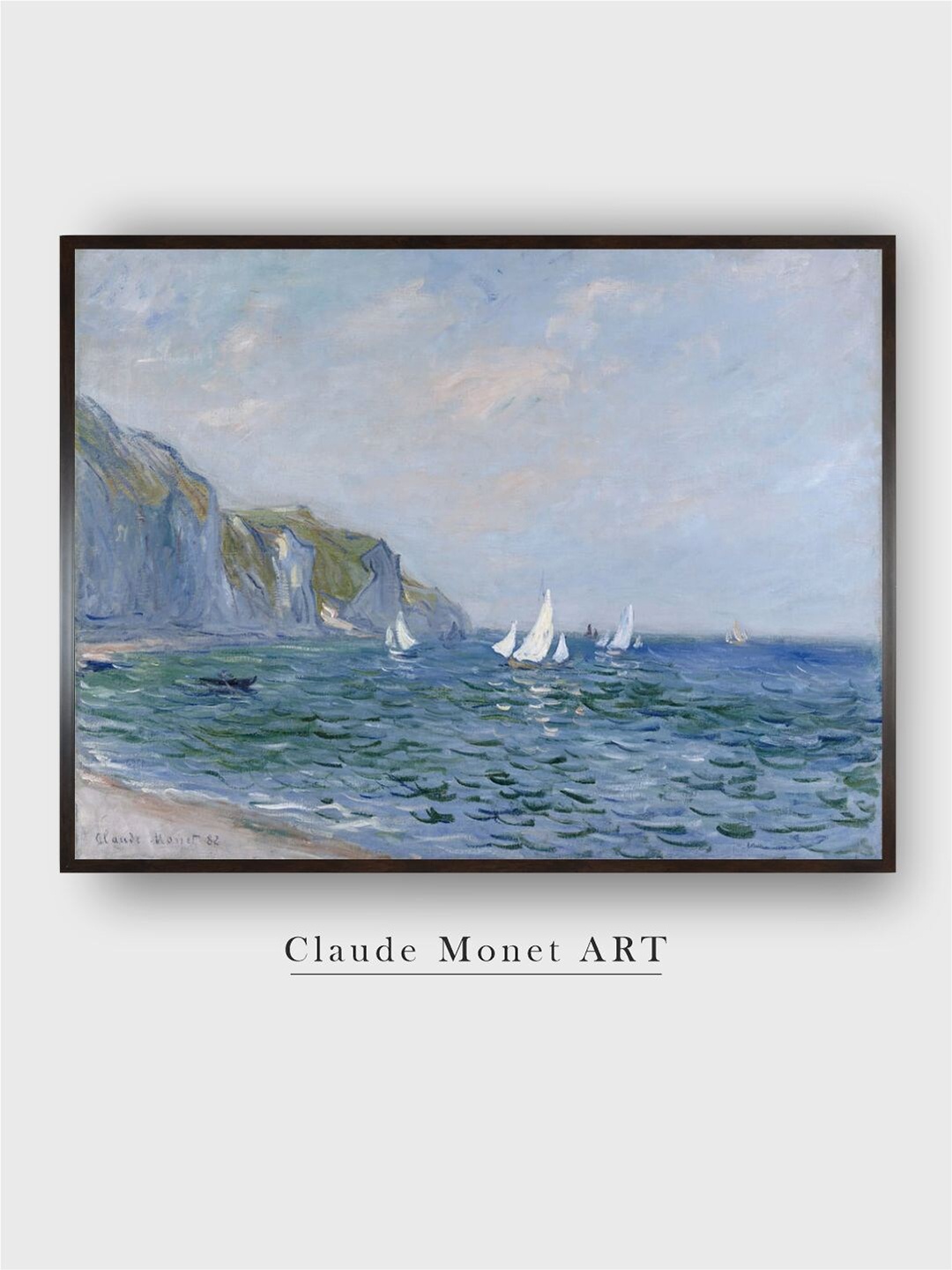 

The Art House Blue Cliffs and Sailboats Printed Canvas Painting Wall Art