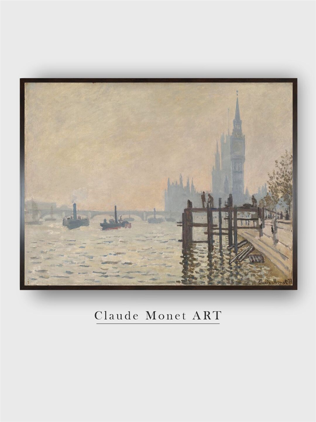 

The Art House Beige & Brown Thames Canvas Painting Wall Art