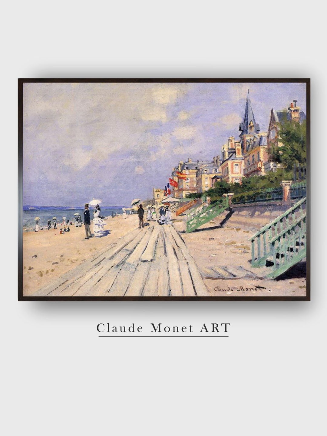 

The Art House Beige & Blue Beach Of Trouville Canvas Painting Wall Art