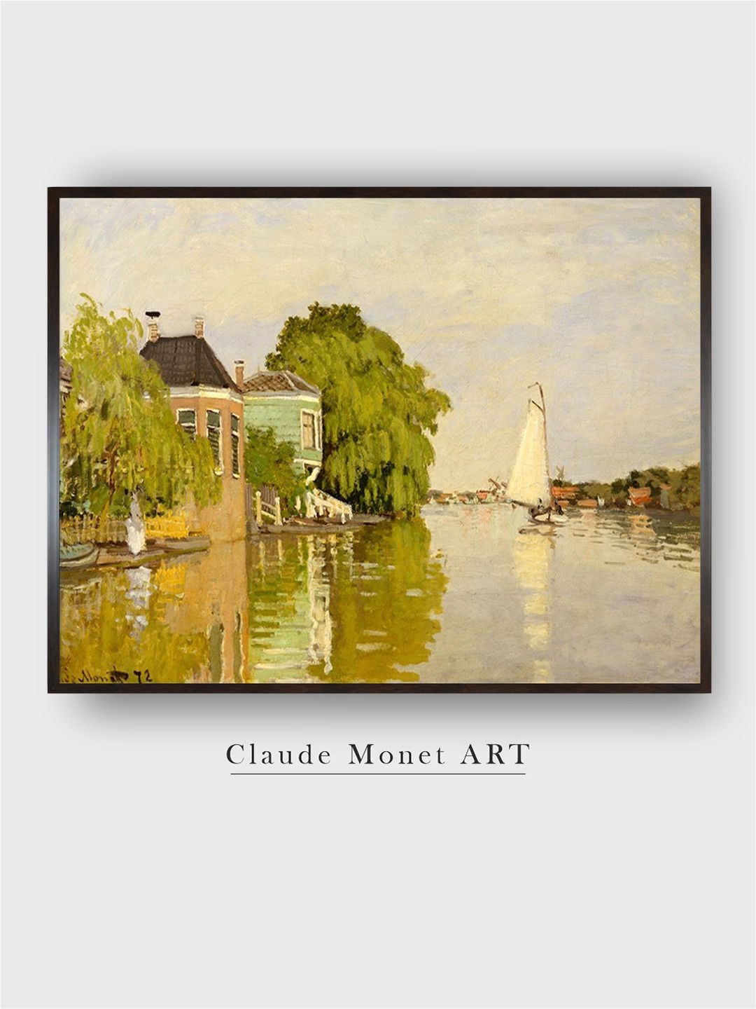 

The Art House Green & Blue Houses On The Achterzaan Printed Framed Wall Painting