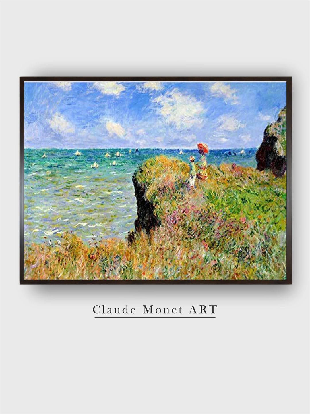 

The Art House Blue & Green Cliff Walk At Pourville Canvas Painting Wall Art