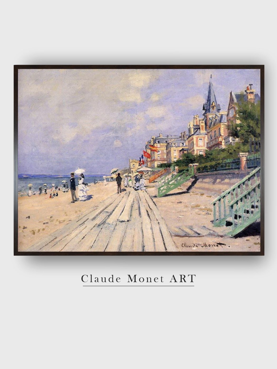 

The Art House Beige & Blue Beach At Trouville Canvas Wall Painting