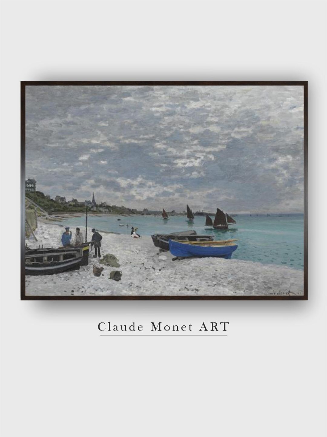 

The Art House Grey The Beach at Sainte Adresse Painting Wooden Wall Art