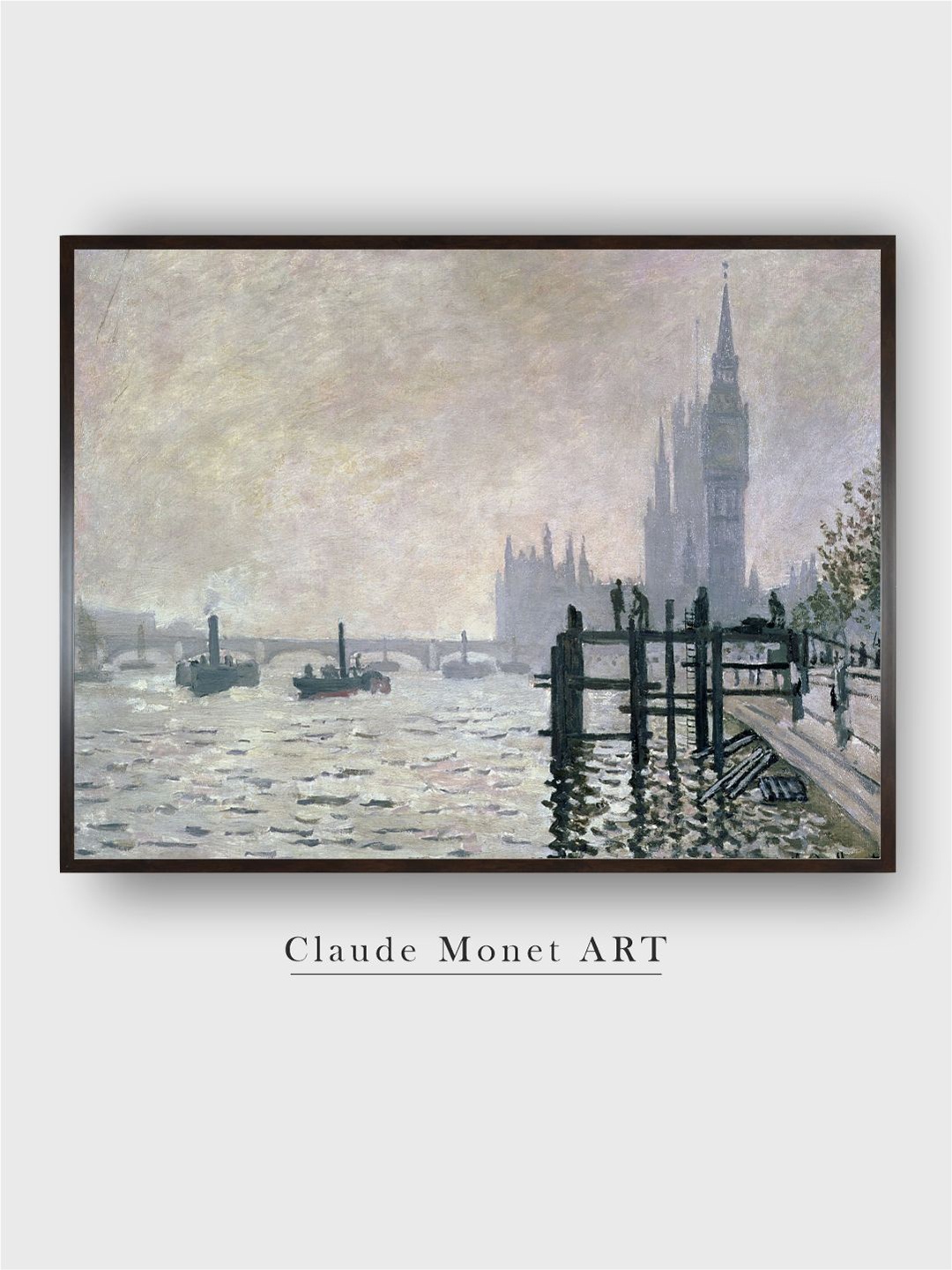 

The Art House Grey & Black Wooden Paintings Waterloo Bridge Hazy Sunshine Wall Art