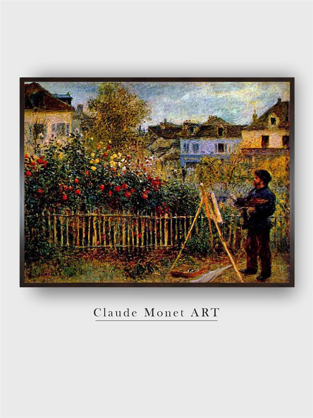 

The Art House Green & Red Monet Painting in His Garden in Argenteuil Canvas Wall Art