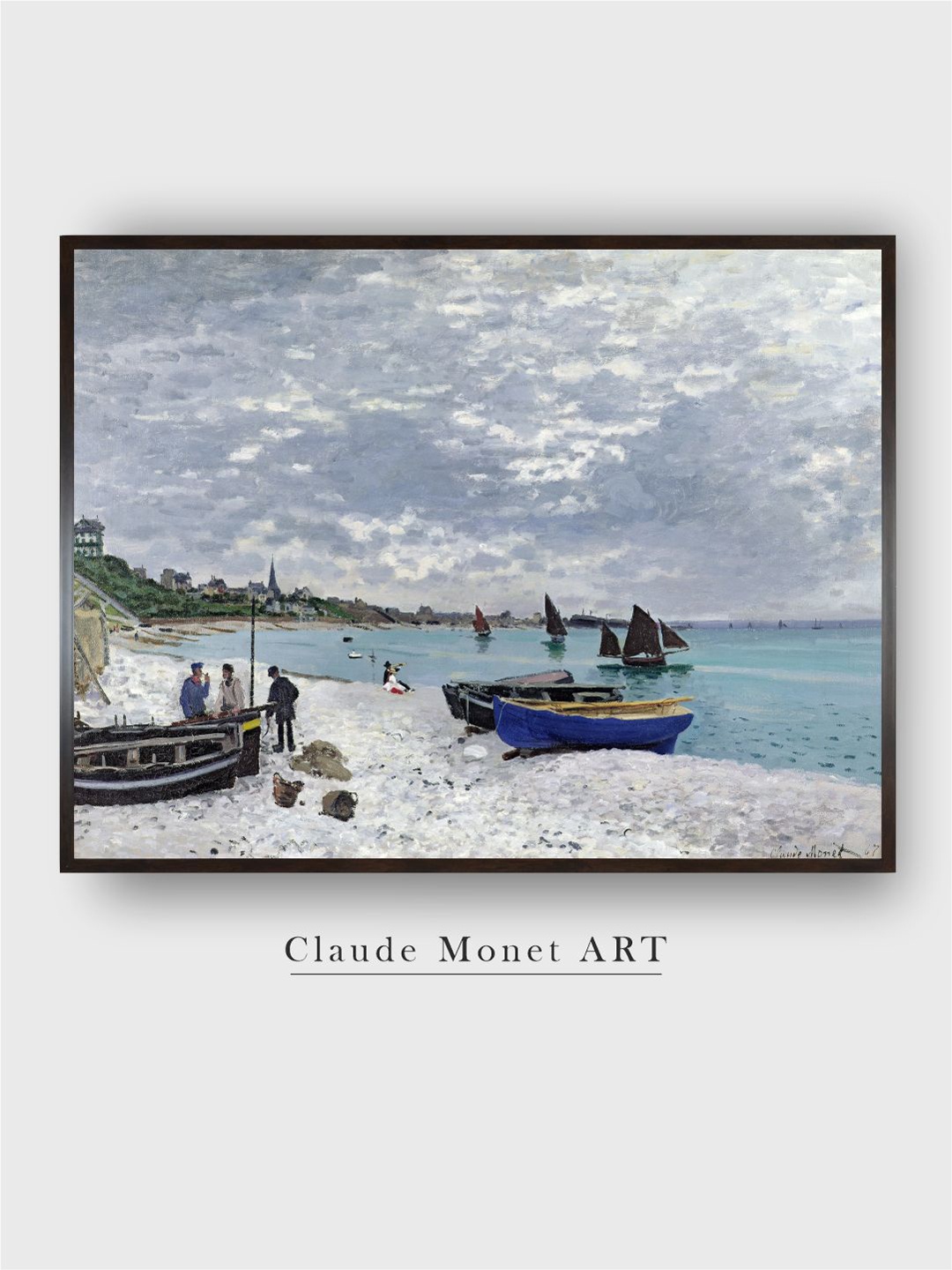 

The Art House White & Blue Beach Painted Canvas Painting Wall Art