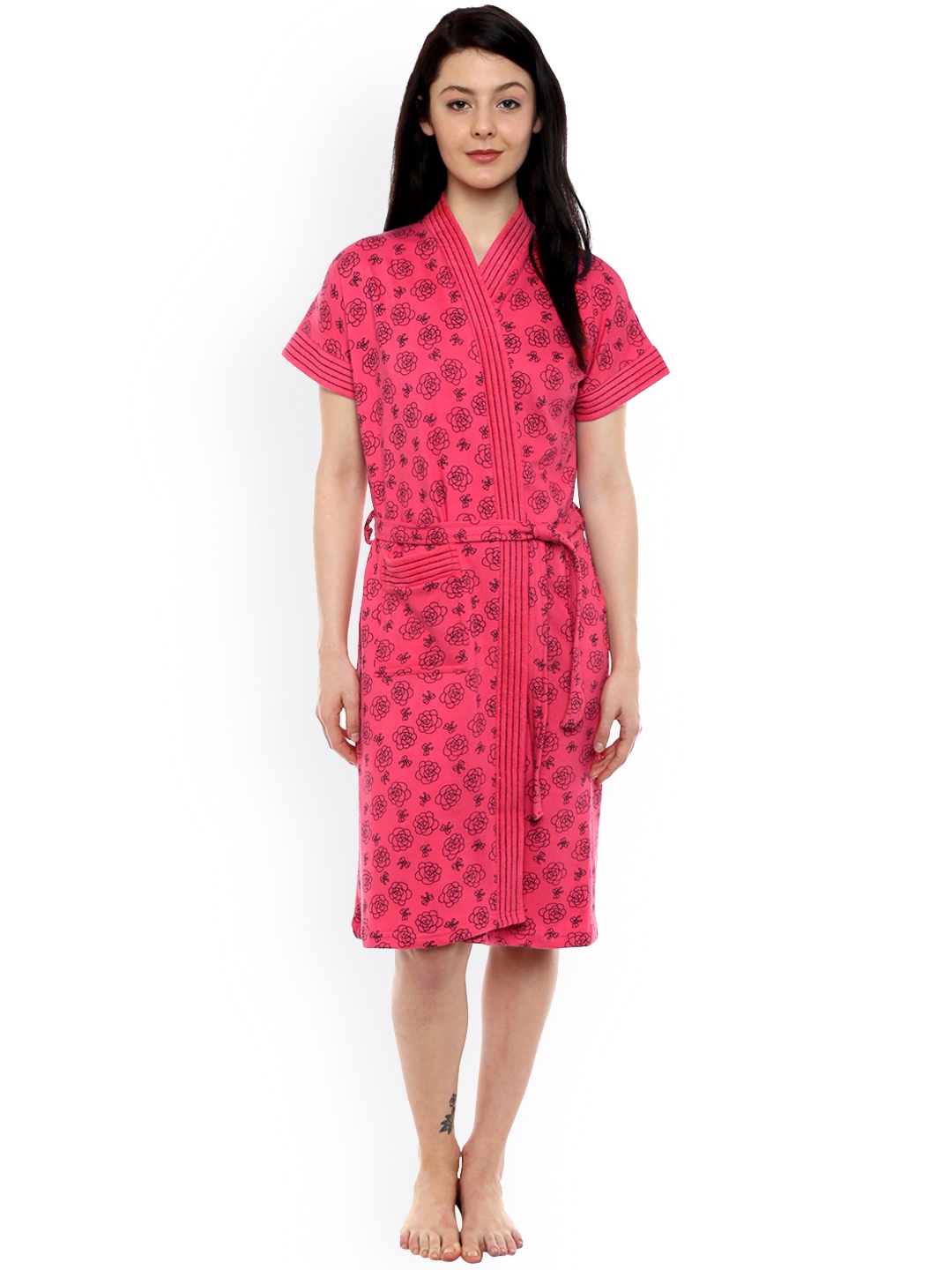 

Sand Dune Women Pink Printed Bathrobe