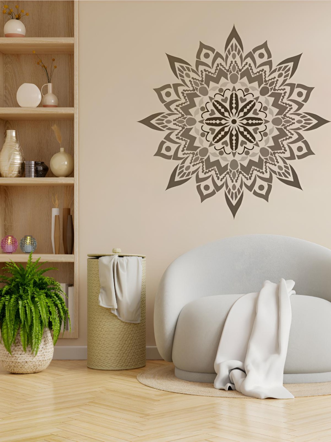 

KAYRA DECOR White Mandala Design Wall Painting Stencil