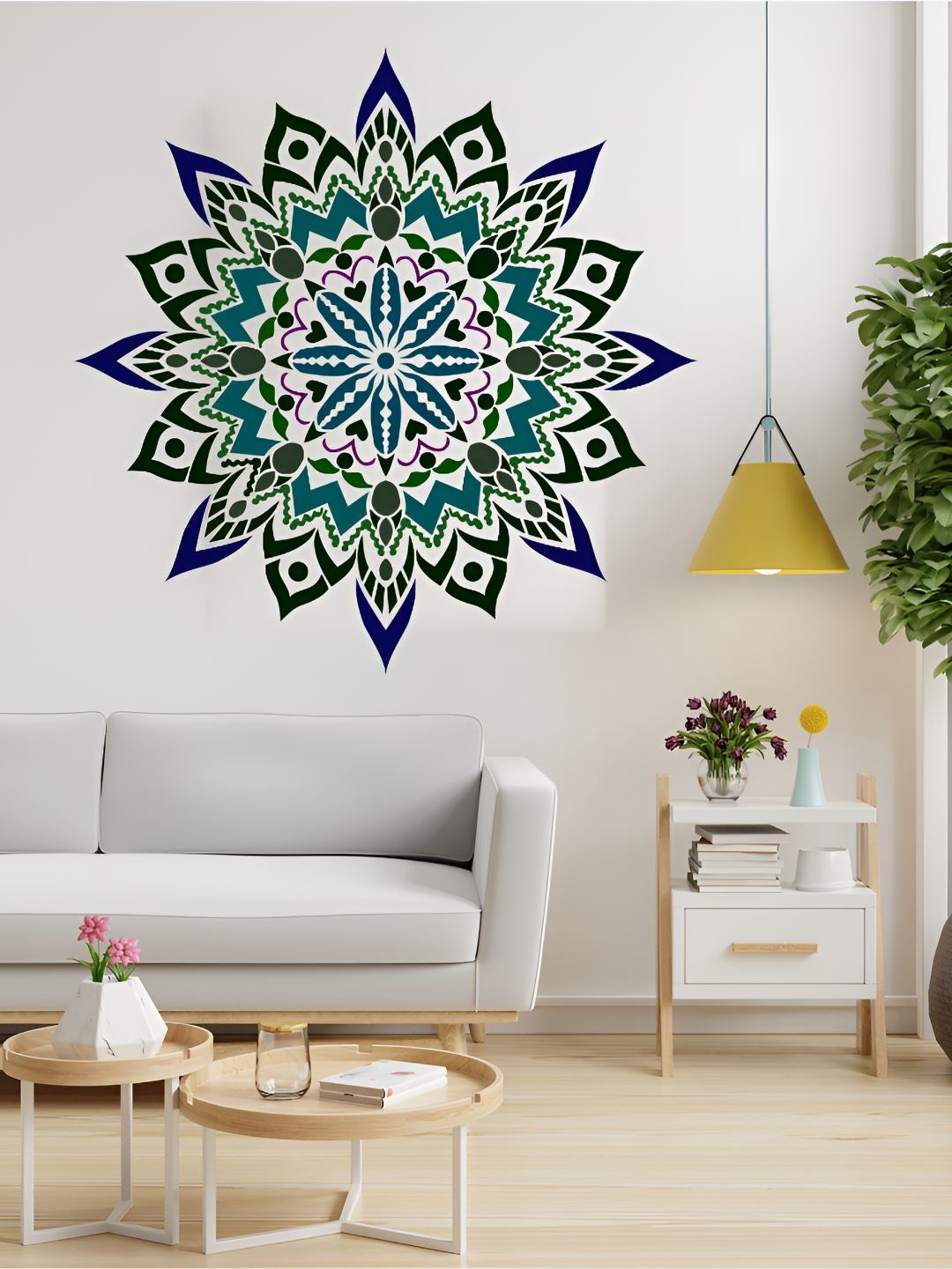 

KAYRA DECOR White Mandala Design Wall Painting Stencil