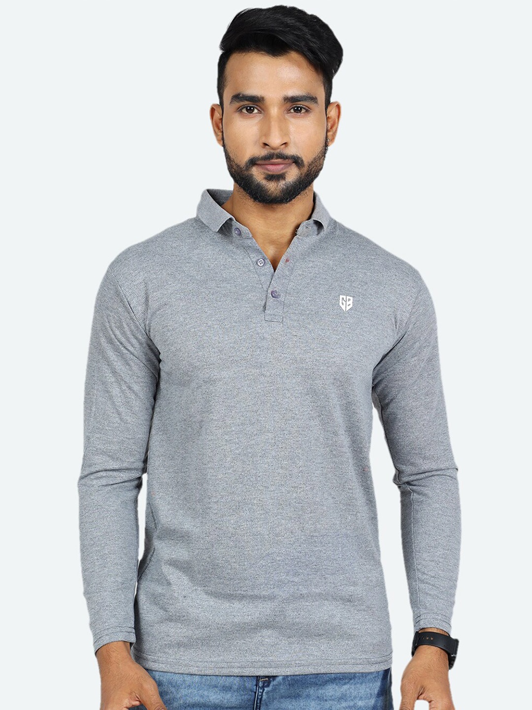 

GAME BEGINS Polo Collar Pure Cotton T-shirt, Grey