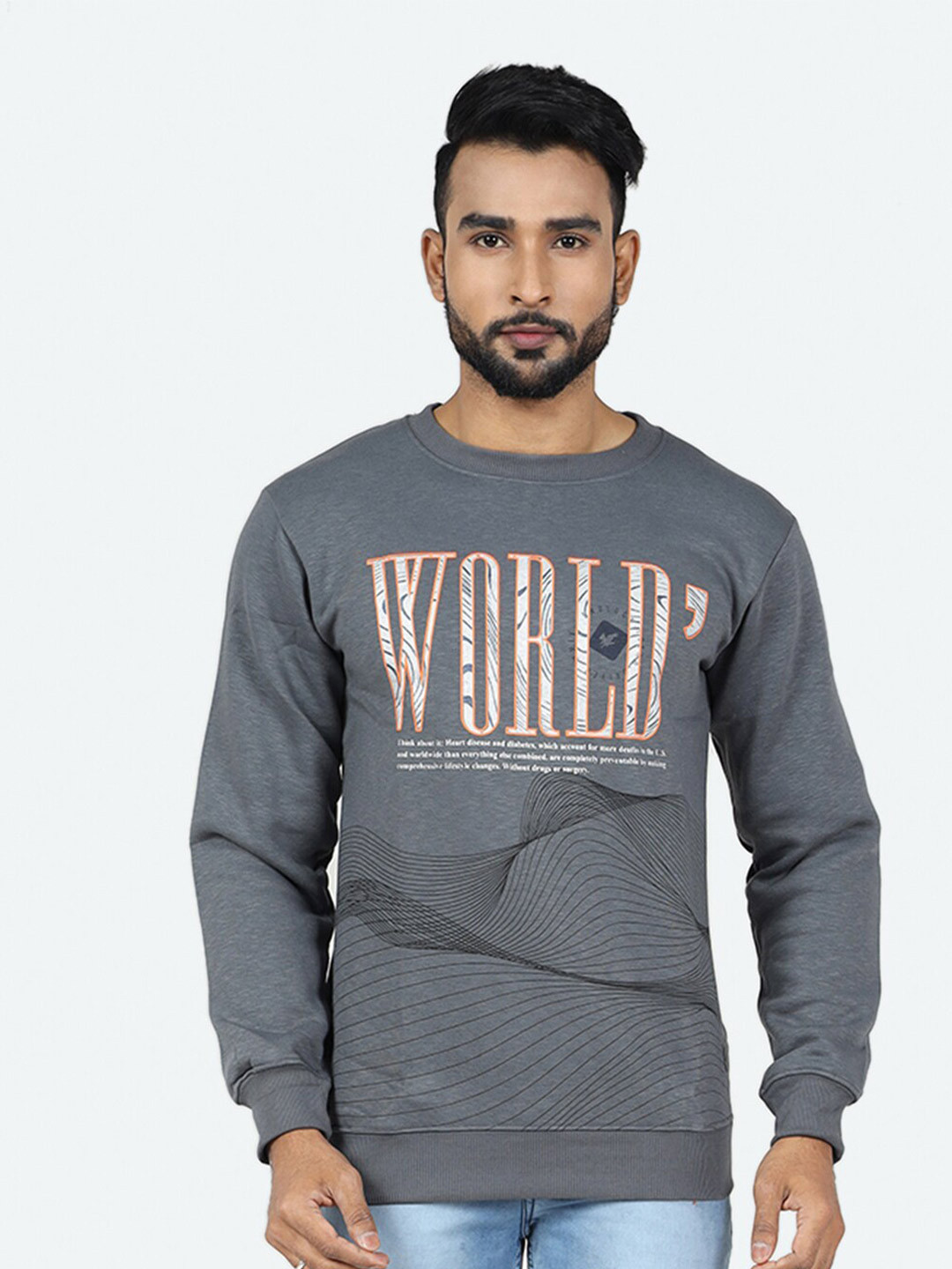 

GAME BEGINS Typography Printed Fleece Sweatshirt, Grey