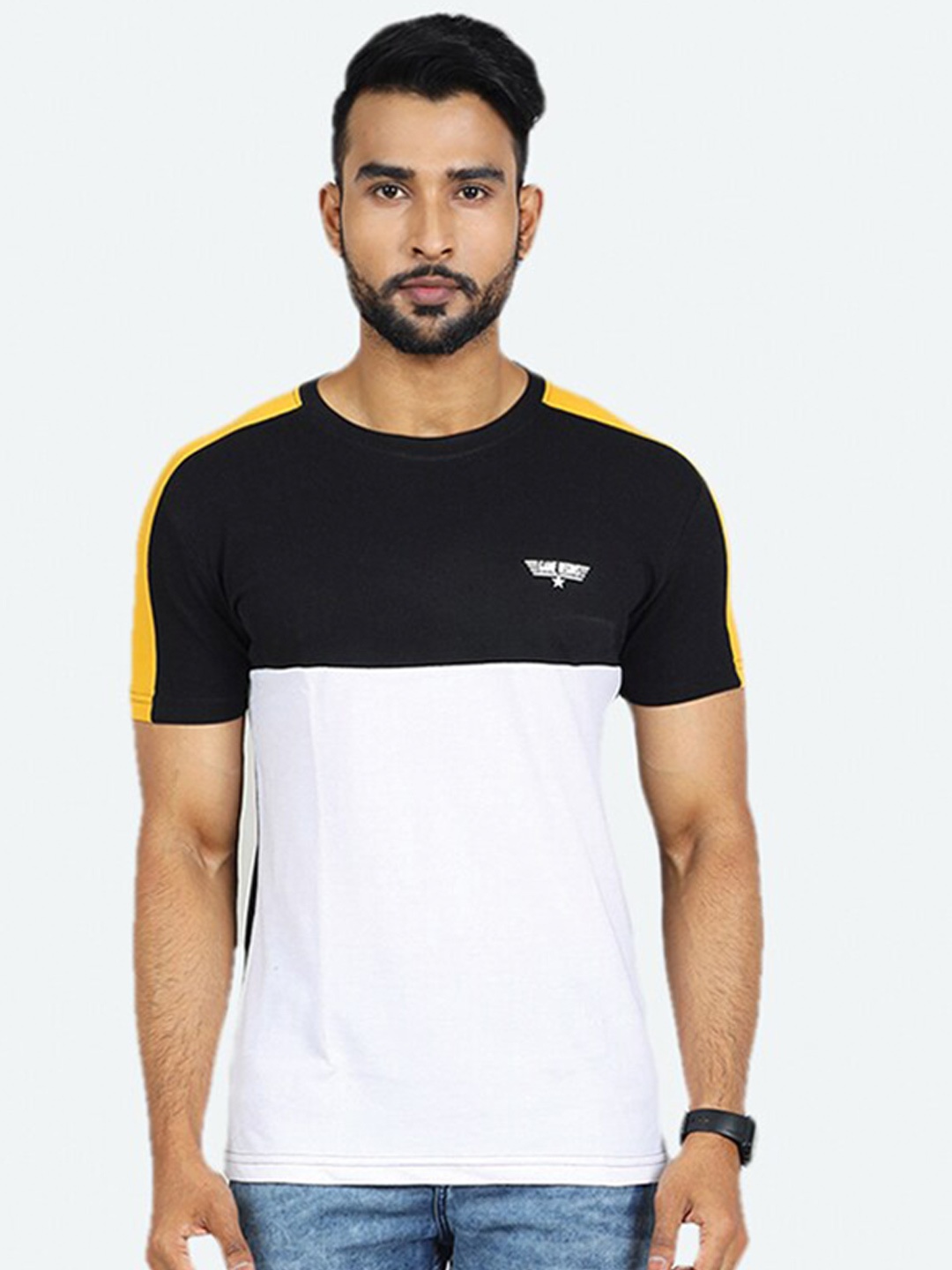 

GAME BEGINS Colourblocked Pure Cotton T-shirt, White