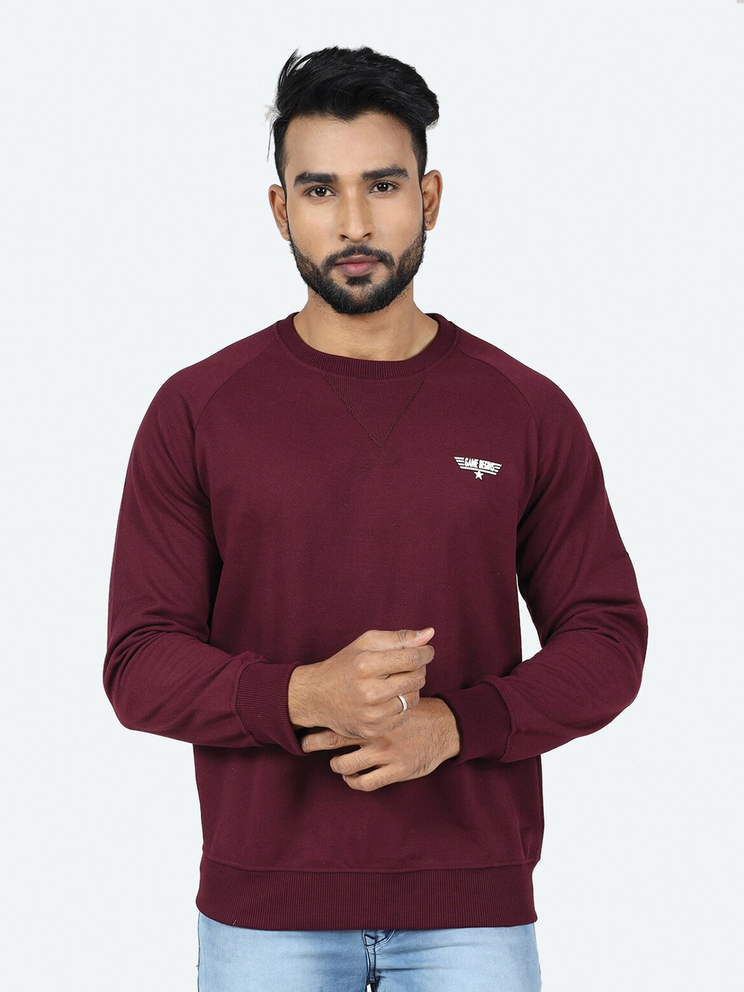 

GAME BEGINS Round Neck Fleece Sweatshirt, Maroon