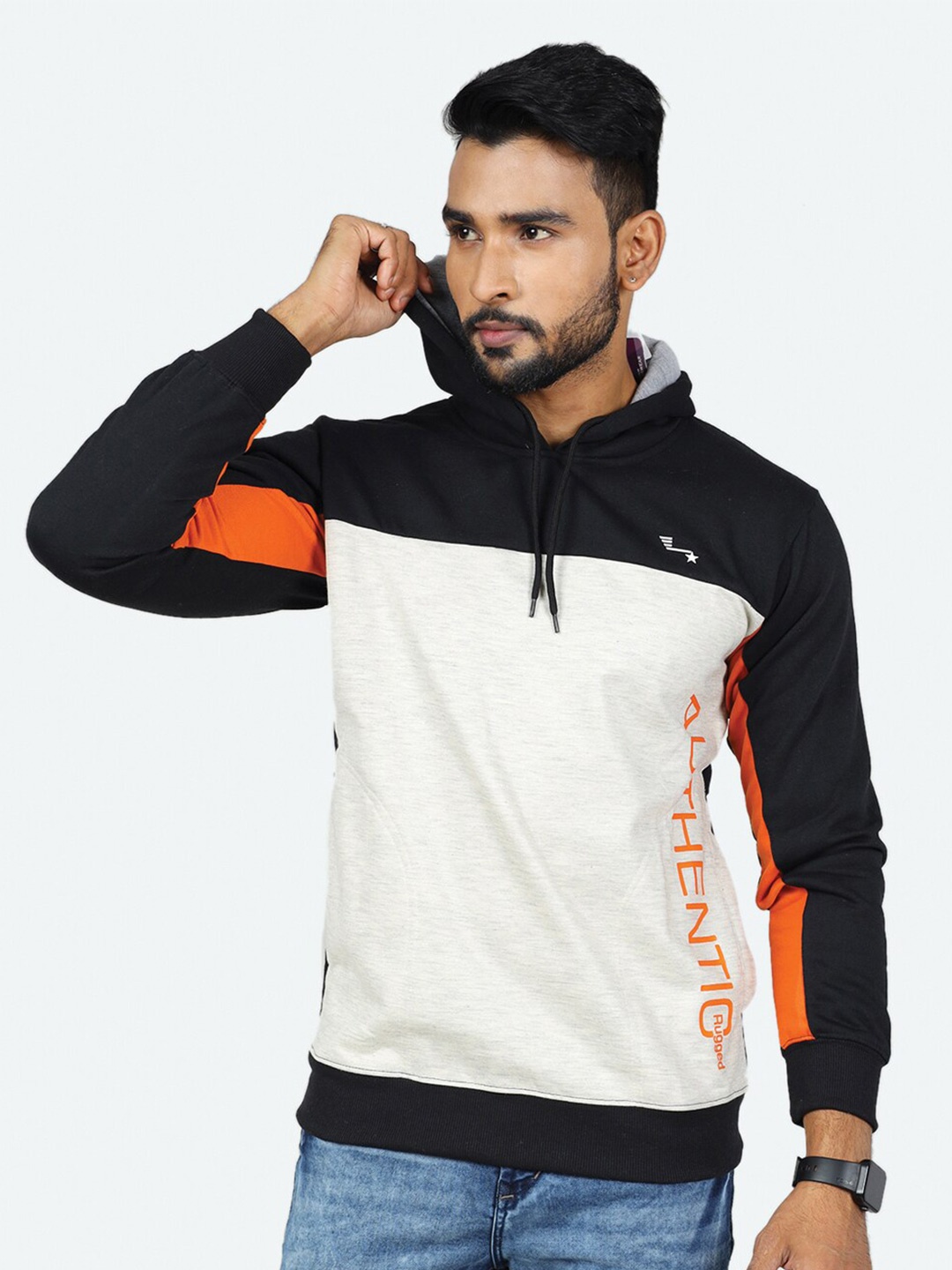 

GAME BEGINS Colourblocked Hooded Fleece Sweatshirt, Grey