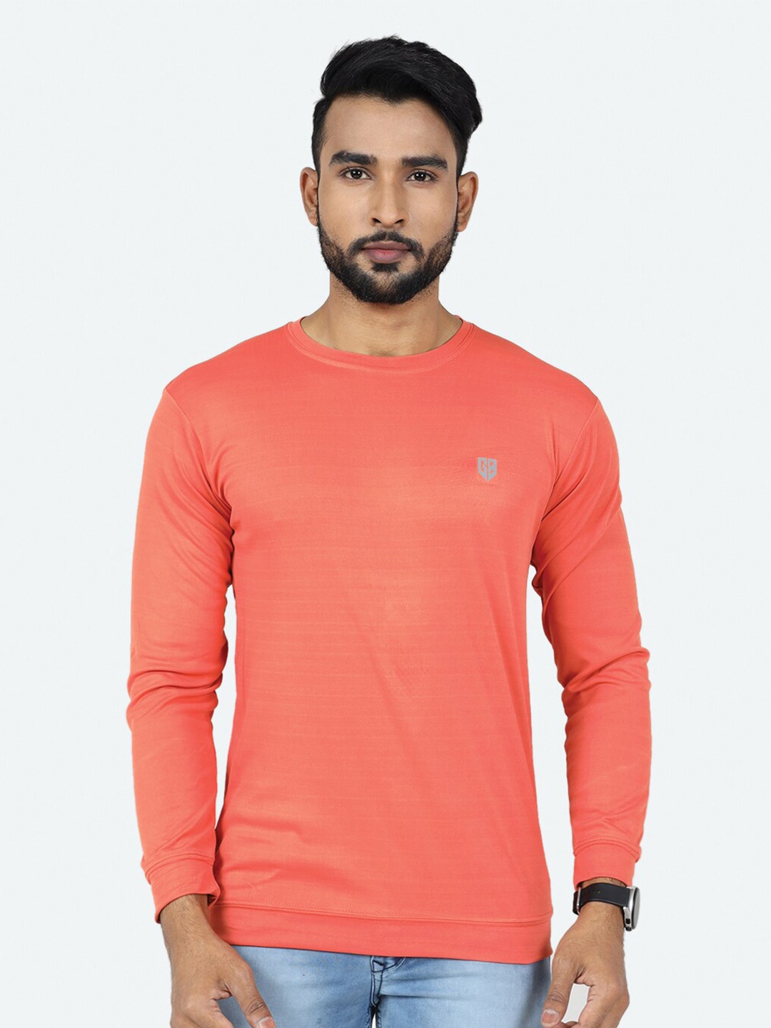 

GAME BEGINS Round Neck Full Sleeves T-Shirt, Rust