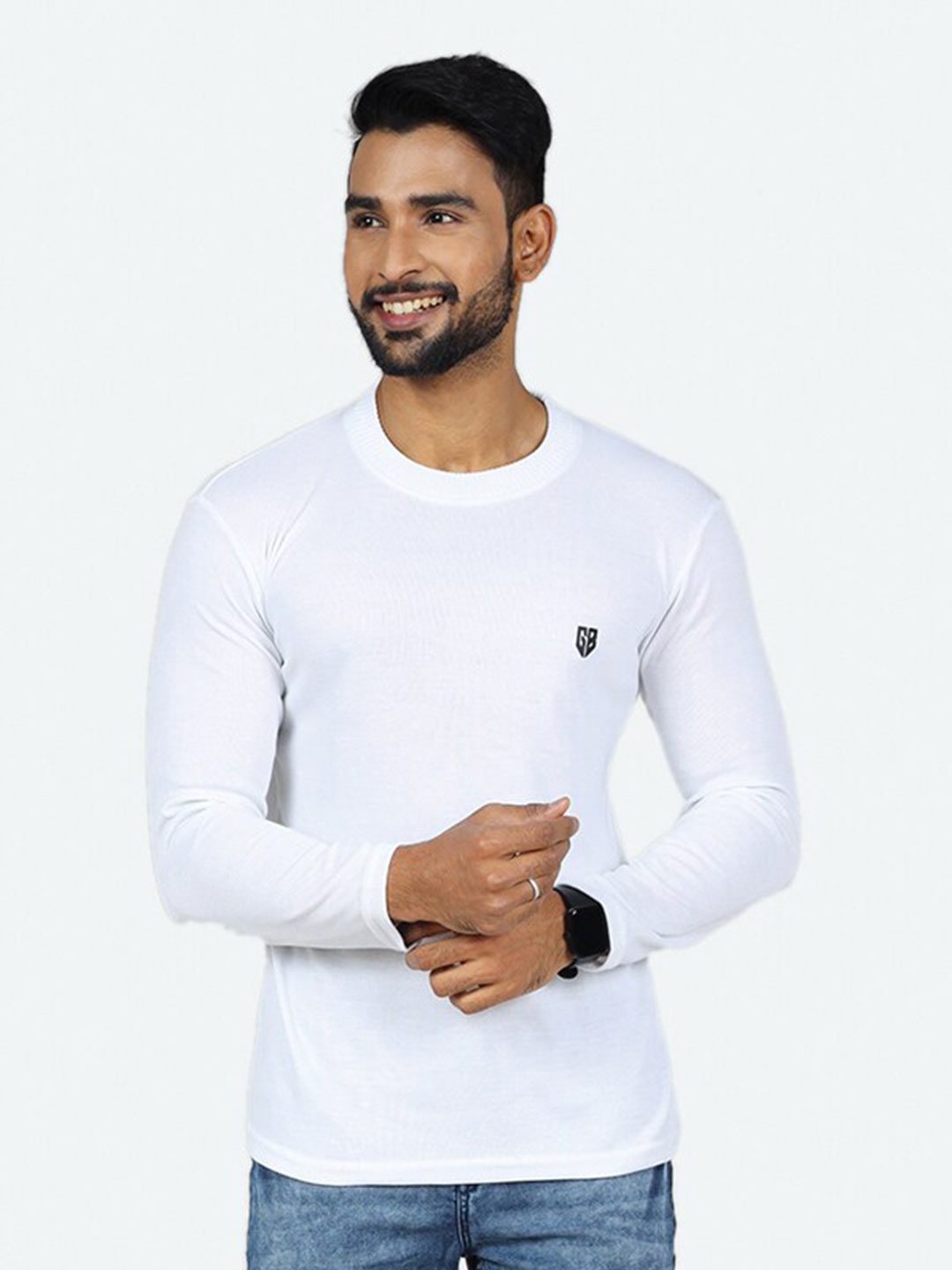 

GAME BEGINS Round Neck Pure Cotton Casual T-shirt, White