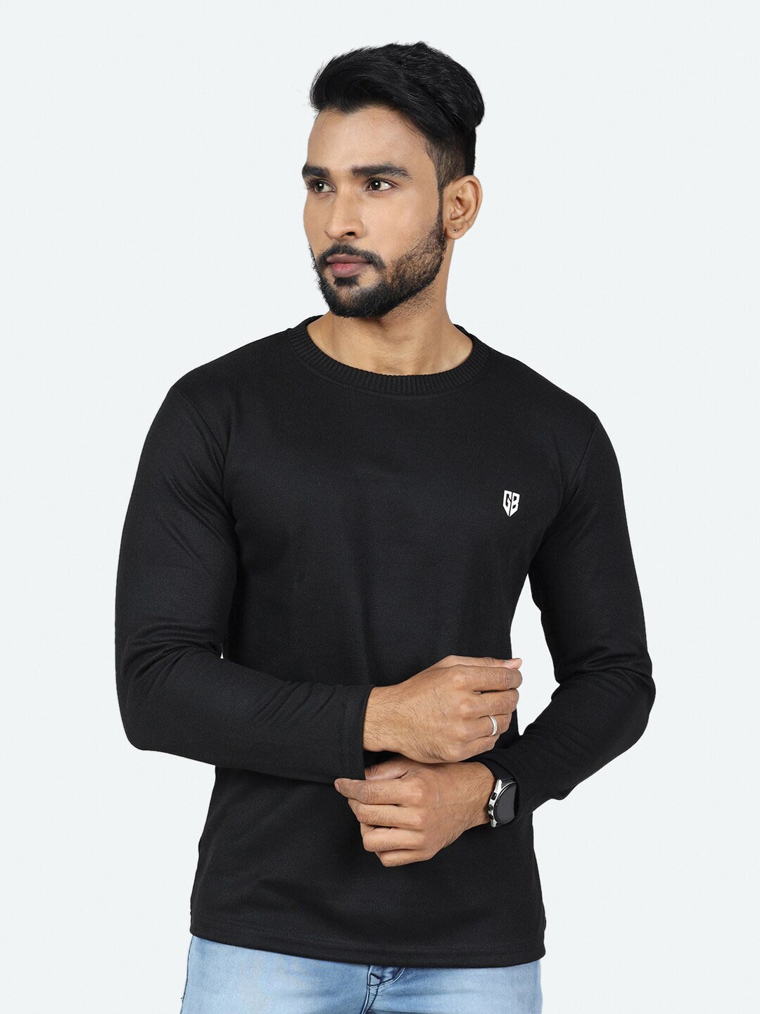 

GAME BEGINS Long Sleeves Pure Cotton T-shirt, Black