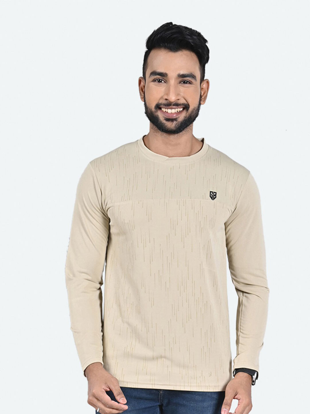 

GAME BEGINS Printed Round Neck T-Shirt, Beige
