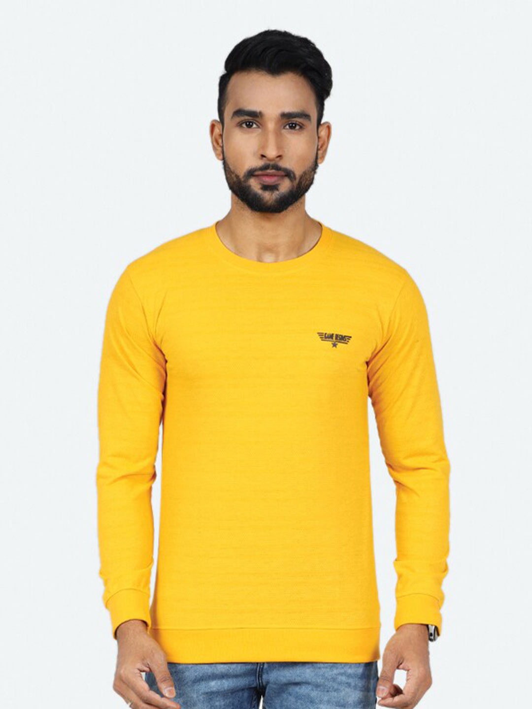 

GAME BEGINS Cotton Round Neck T-shirt, Yellow