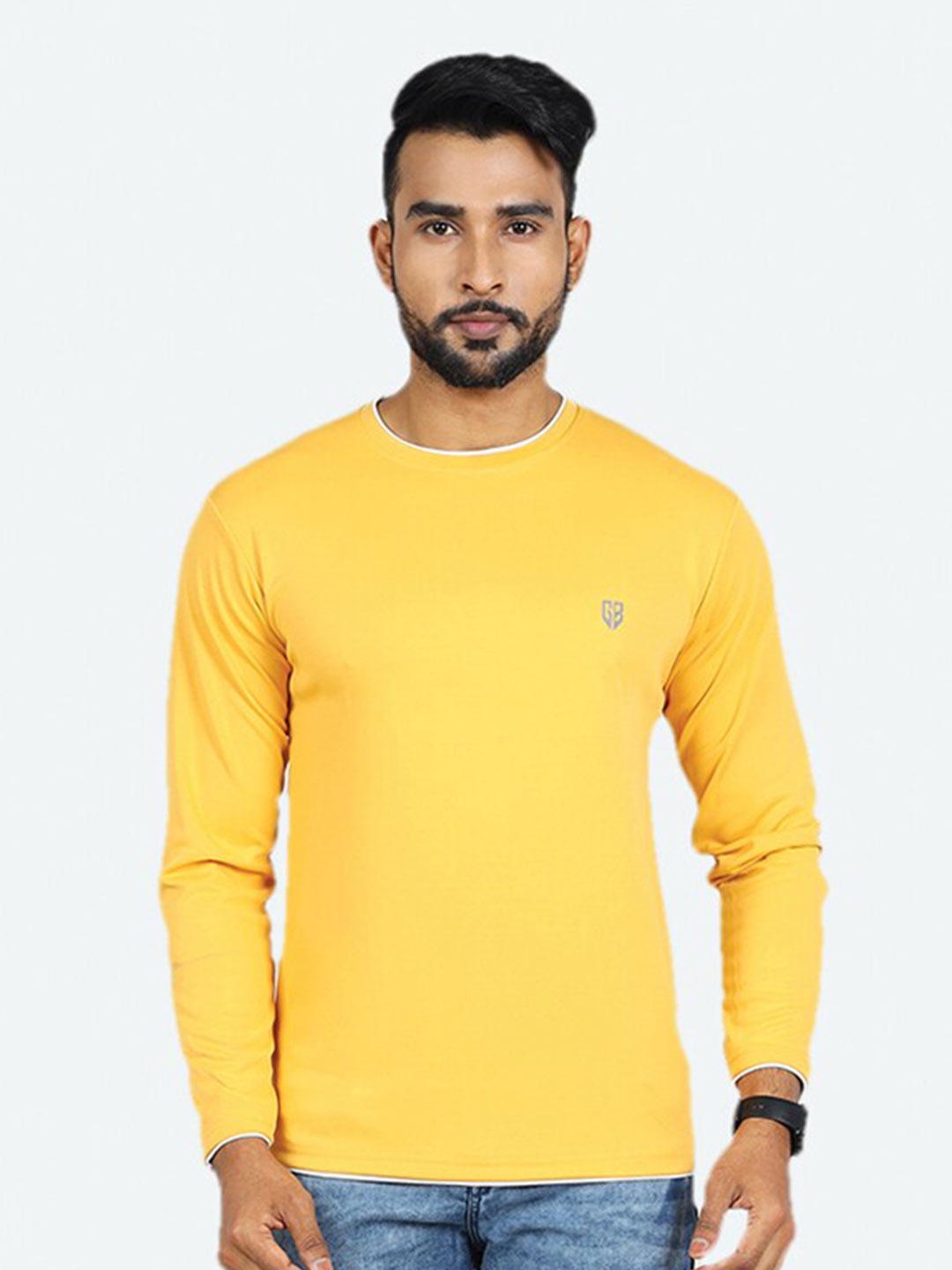 

GAME BEGINS Long Sleeves Cotton T-shirt, Yellow