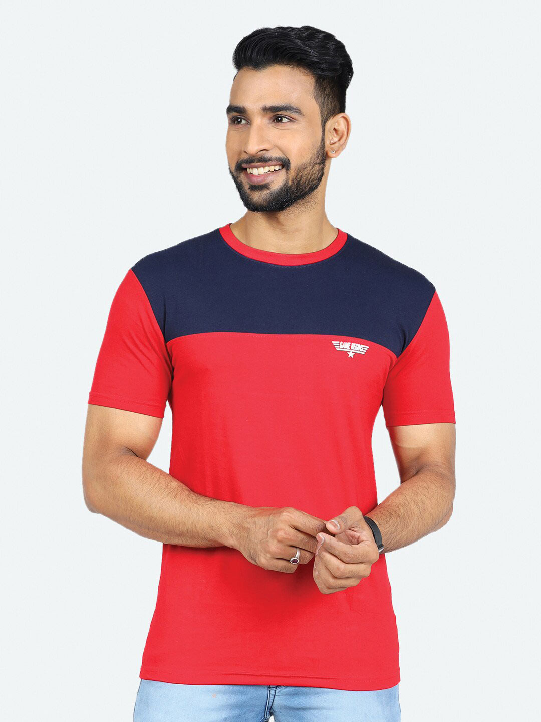 

GAME BEGINS Colourblocked Cotton T-shirt, Red