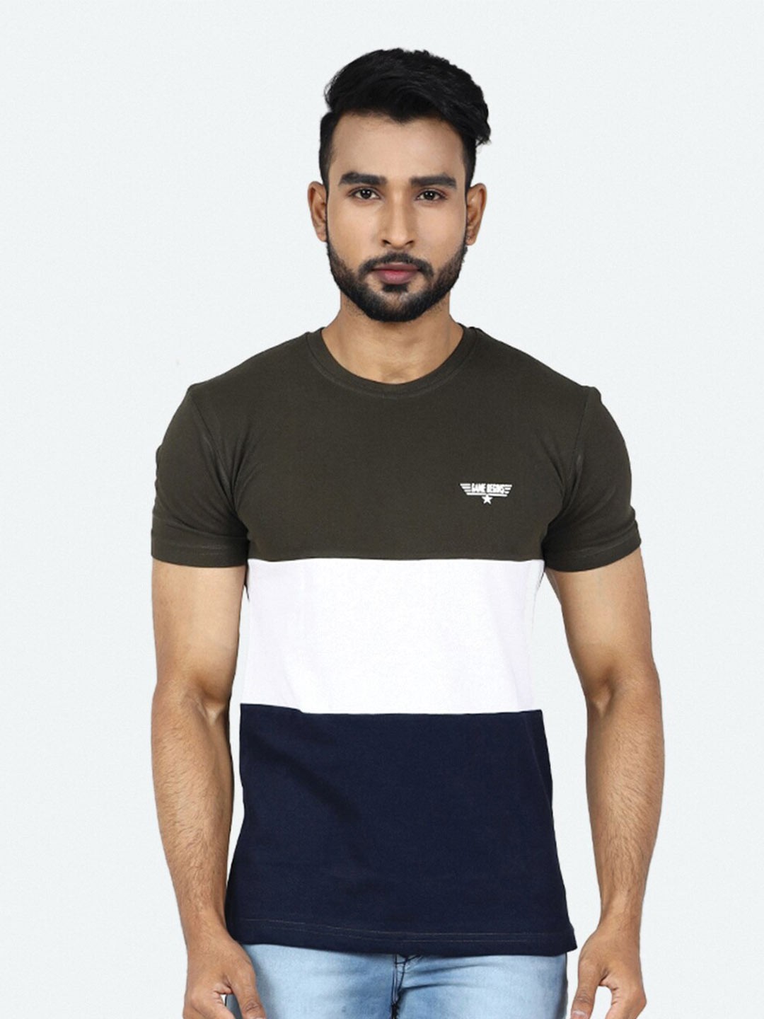 

GAME BEGINS Colourblocked Cotton T-shirt, Olive
