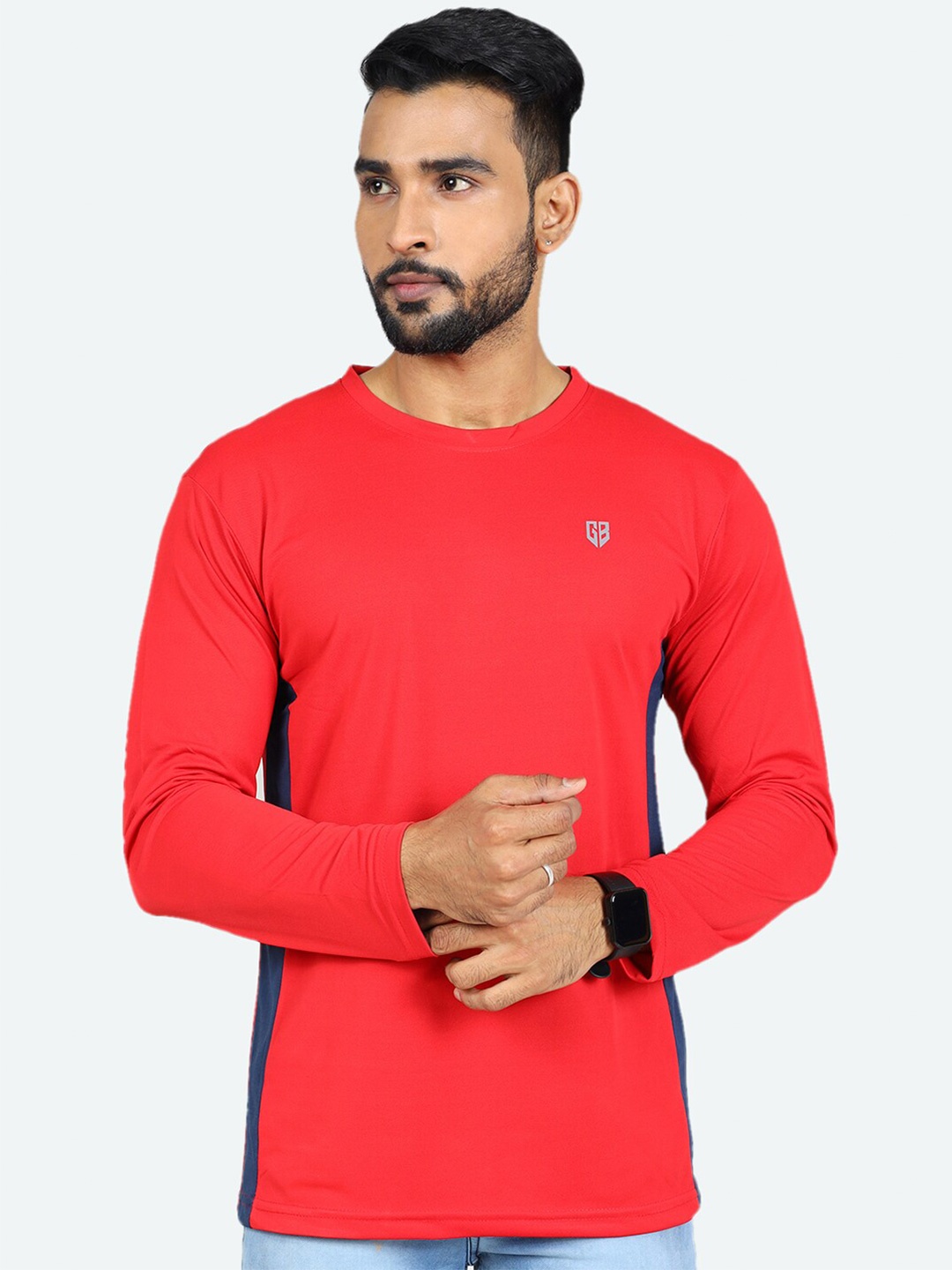 

GAME BEGINS Round Neck Long Sleeves T-shirt, Red