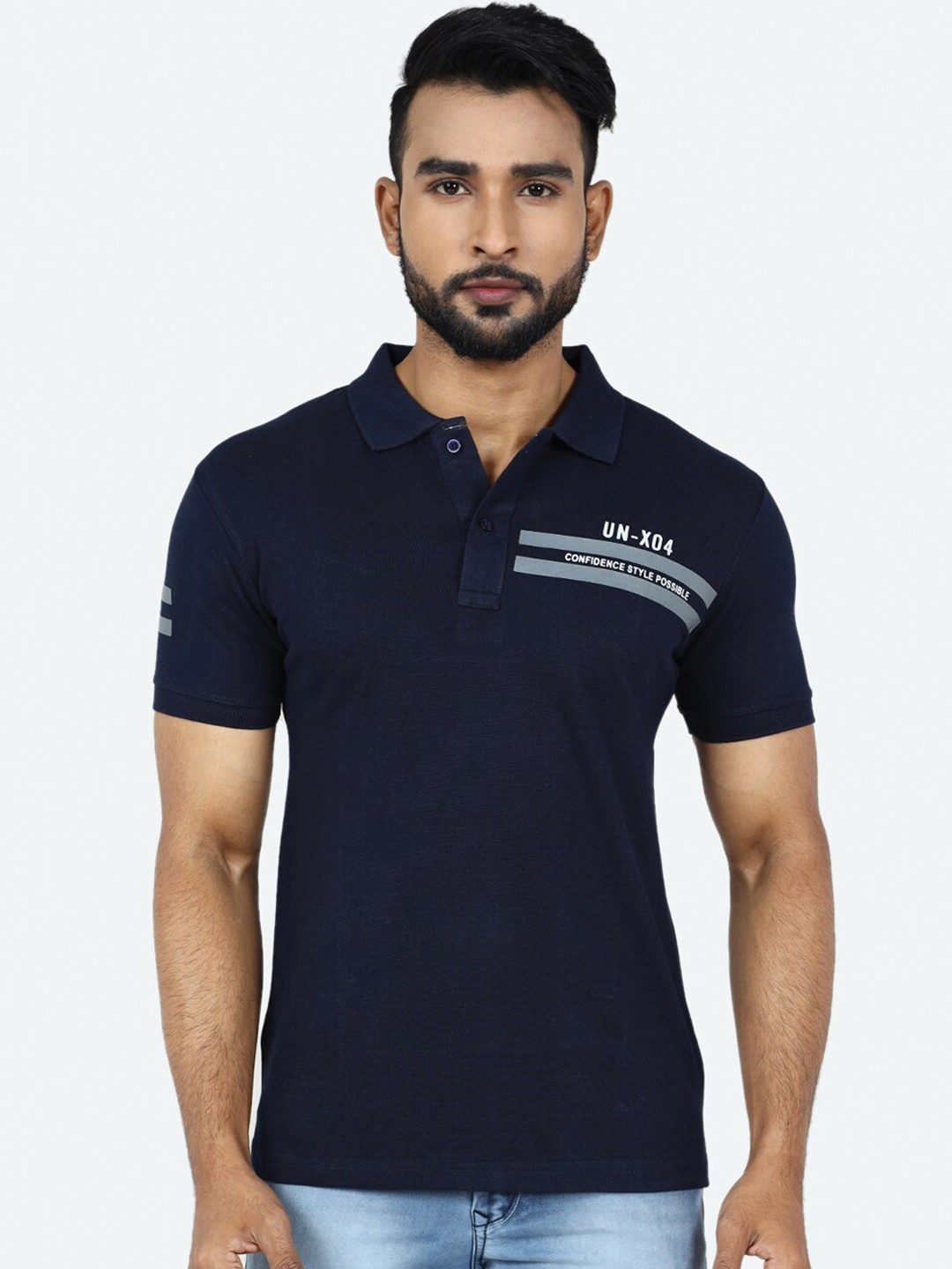 

GAME BEGINS Typography Printed Polo Collar T-shirt, Blue