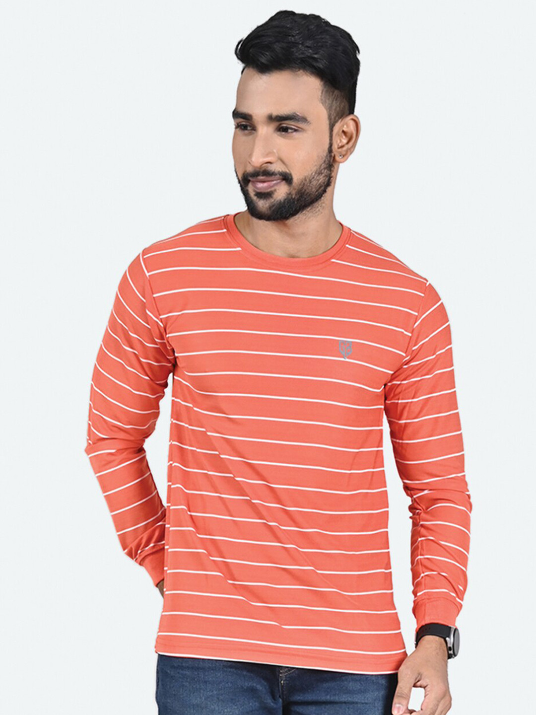 

GAME BEGINS Striped Long Sleeves T-shirt, Red