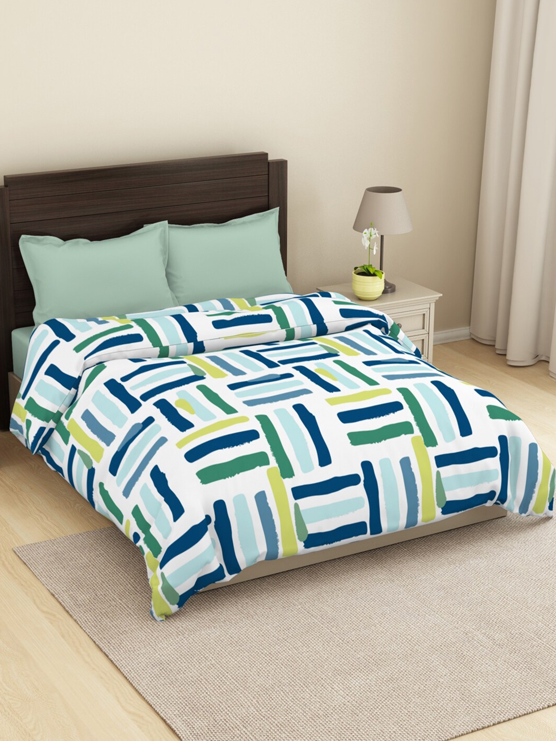 

Welspun Green & Blue Striped AC Room 150 GSM Double Bed Dohar