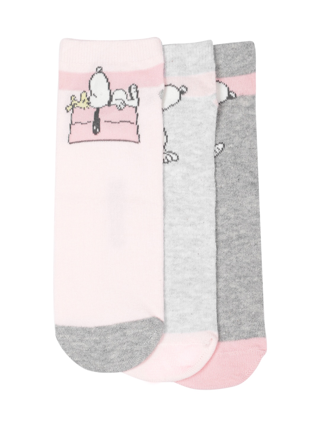 

women'secret Women Set Of 3 Self Design Ankle Length Socks, Pink