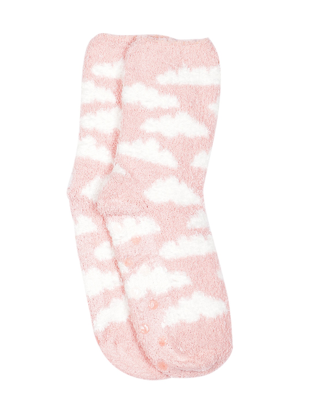 

women'secret Women Self Design Calf Length Socks, Peach