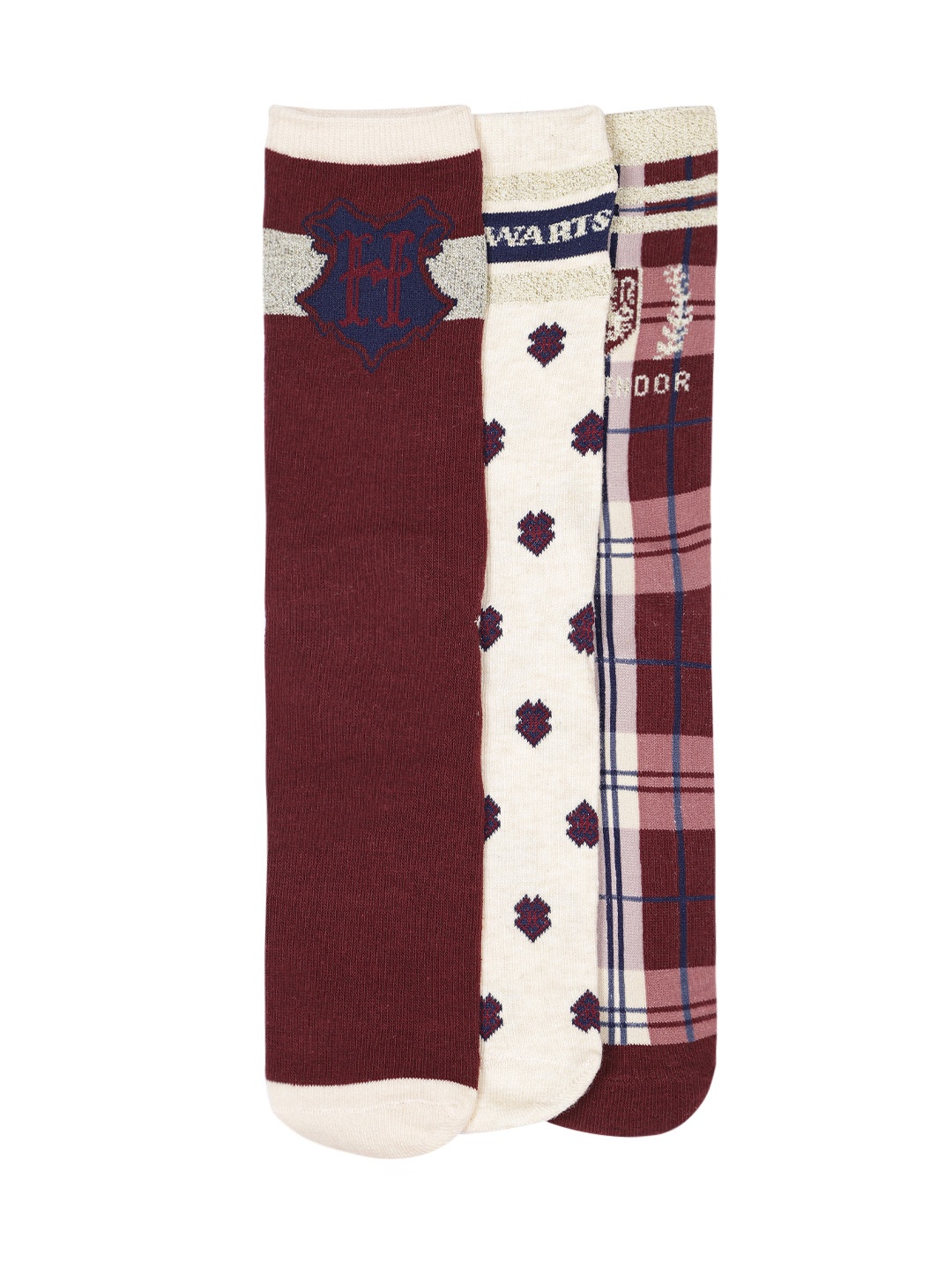 

women'secret Women Set Of 3 Self Design Calf Length Socks, Multi