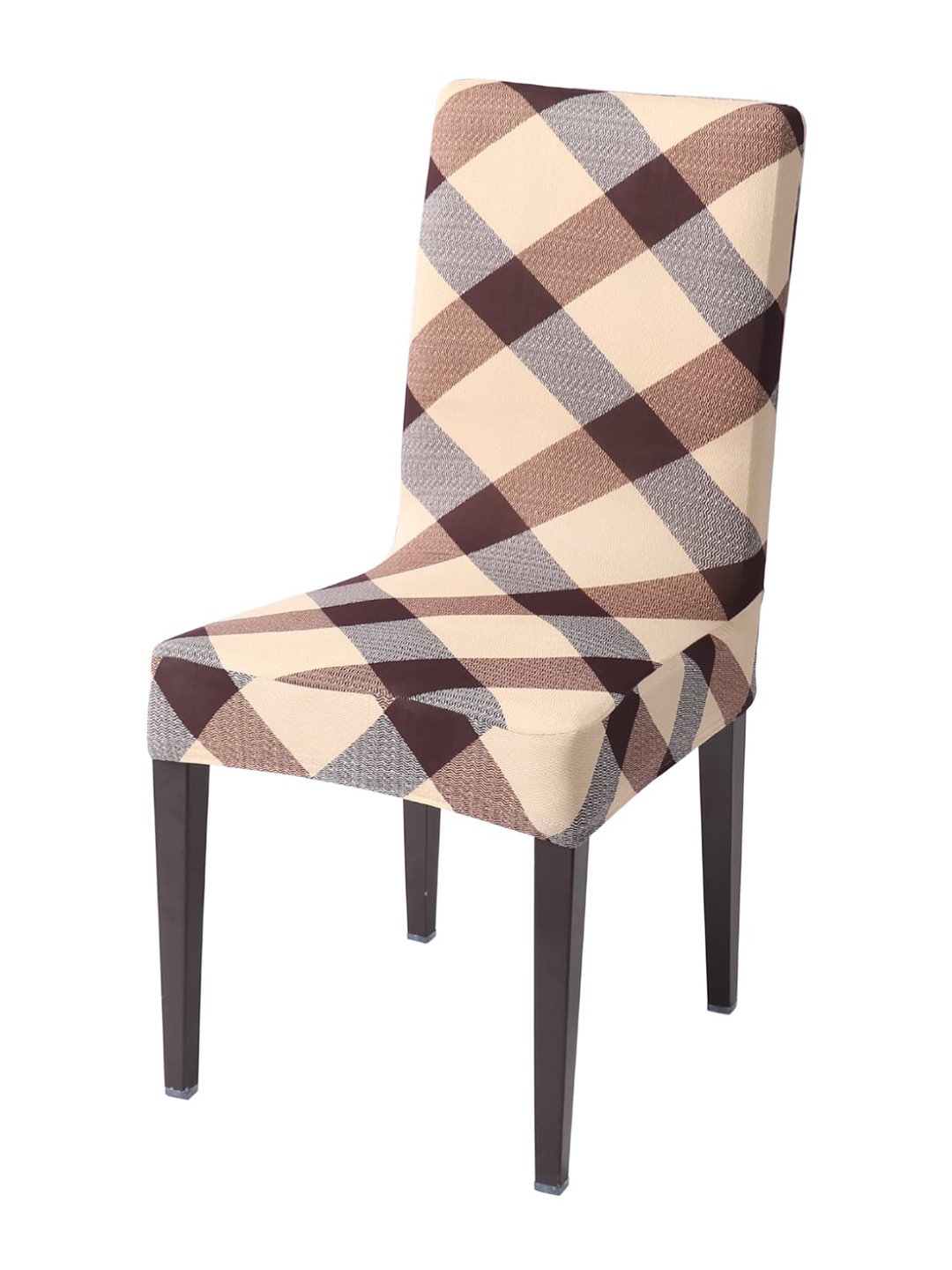 

HOKIPO Beige & Brown Printed Stretchable Chair Cover