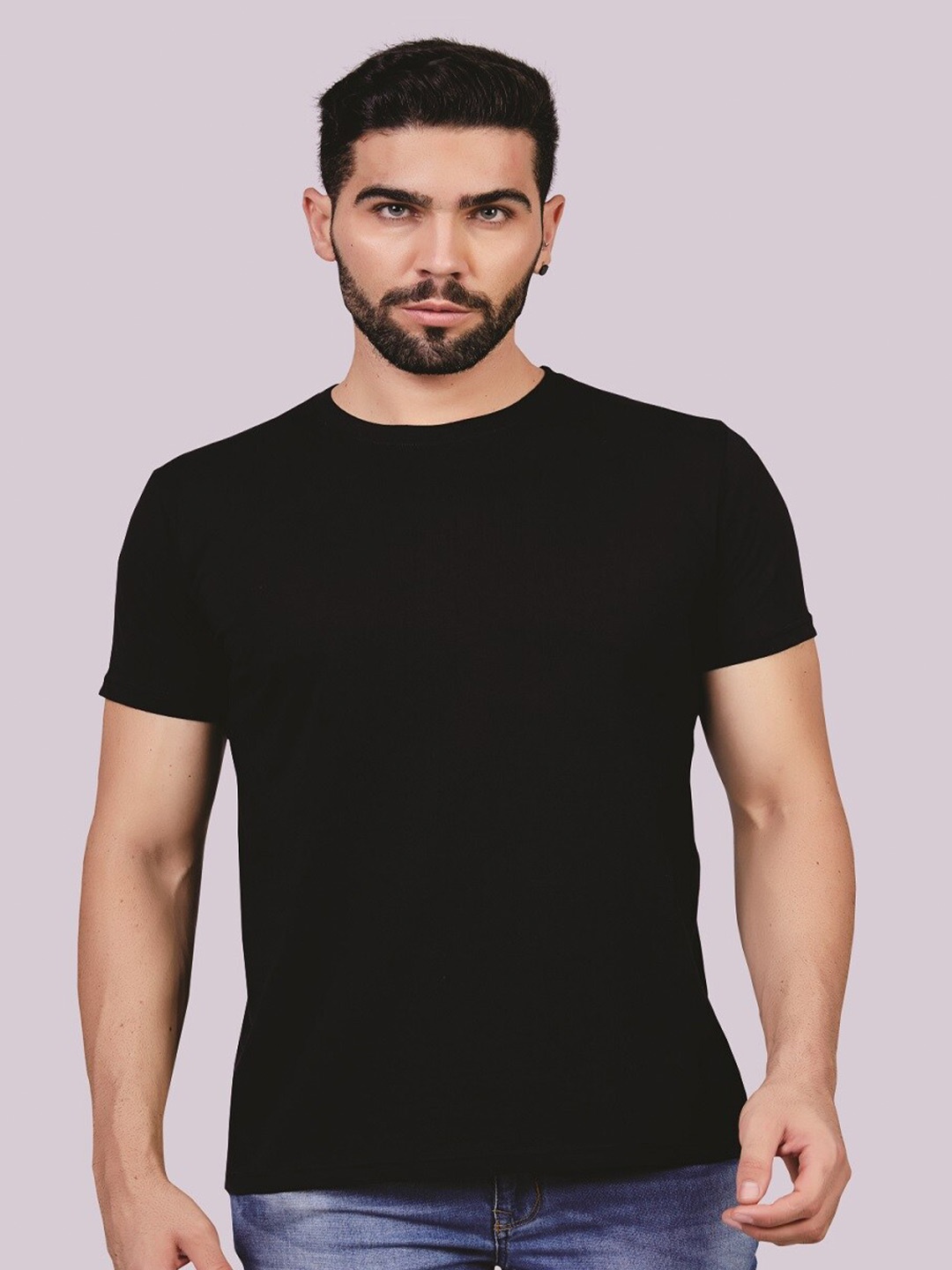 

ecott Round Neck Bio Finish Cotton T-shirt, Black