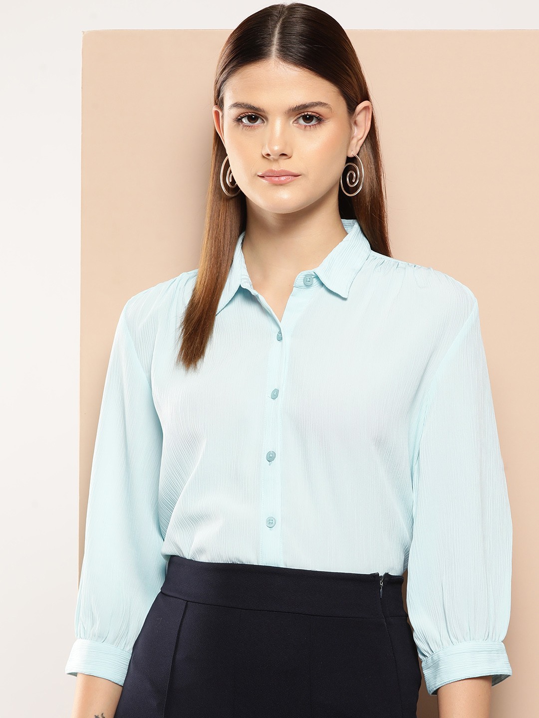

INVICTUS Crepe Semiformal Shirt, Blue