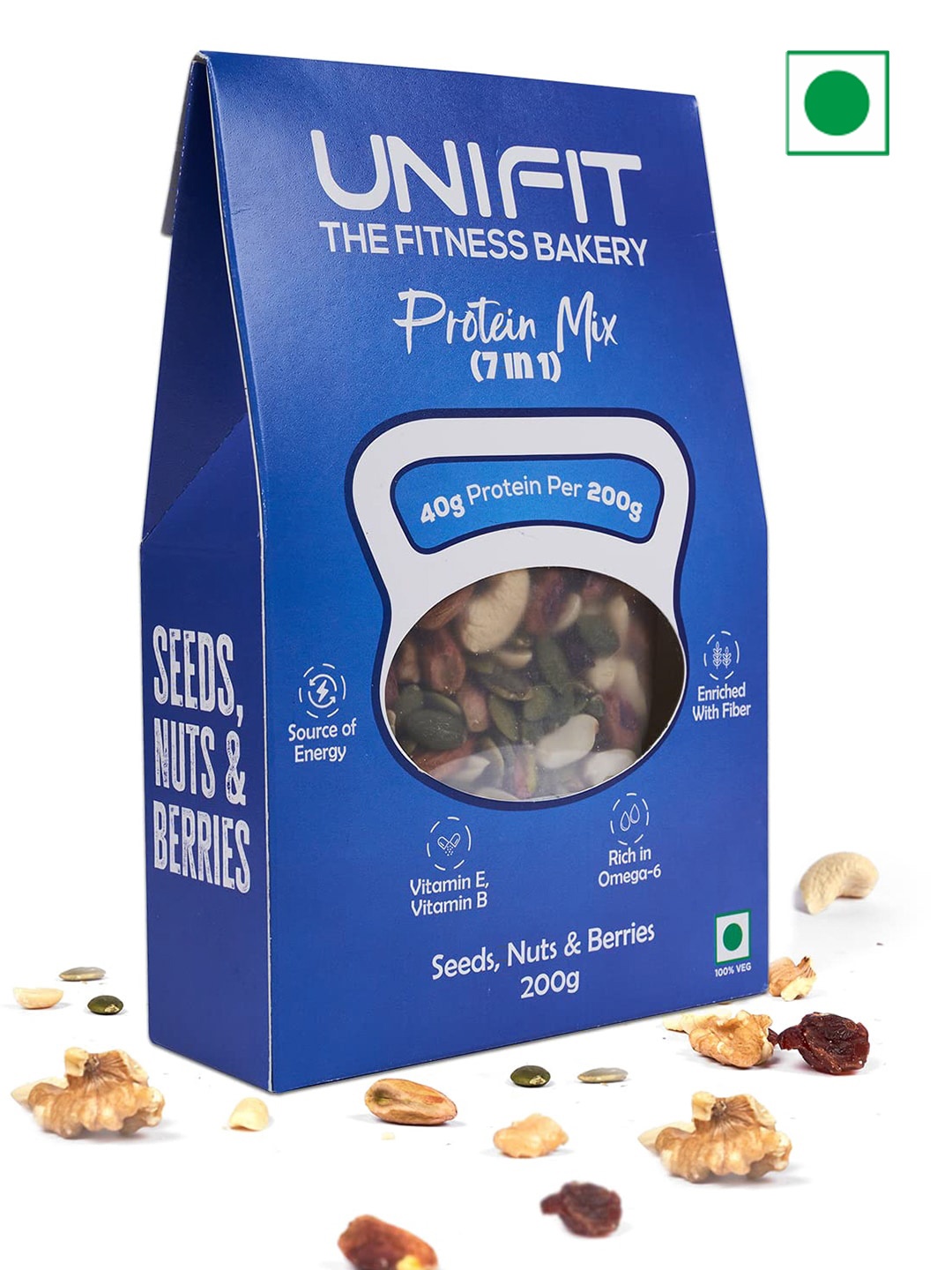

UNIFIT 7 in 1 Protein Mixed Nuts-200gms, Blue
