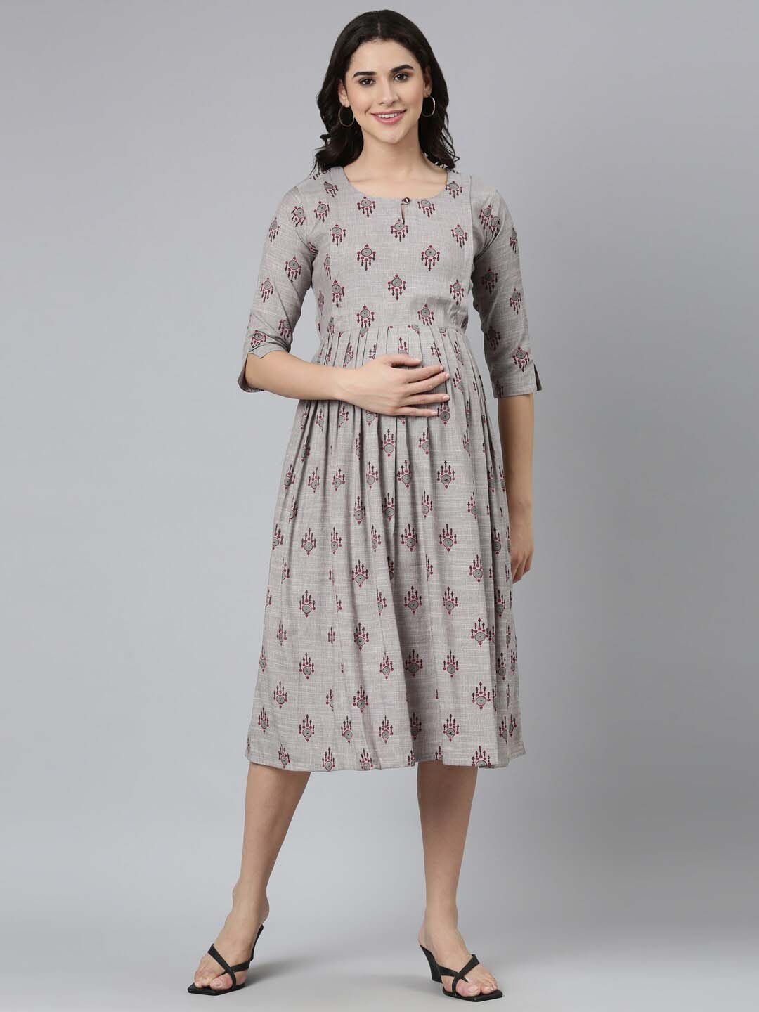 

GOLDSTROMS Printed Maternity Fit & Flare Dress, Grey