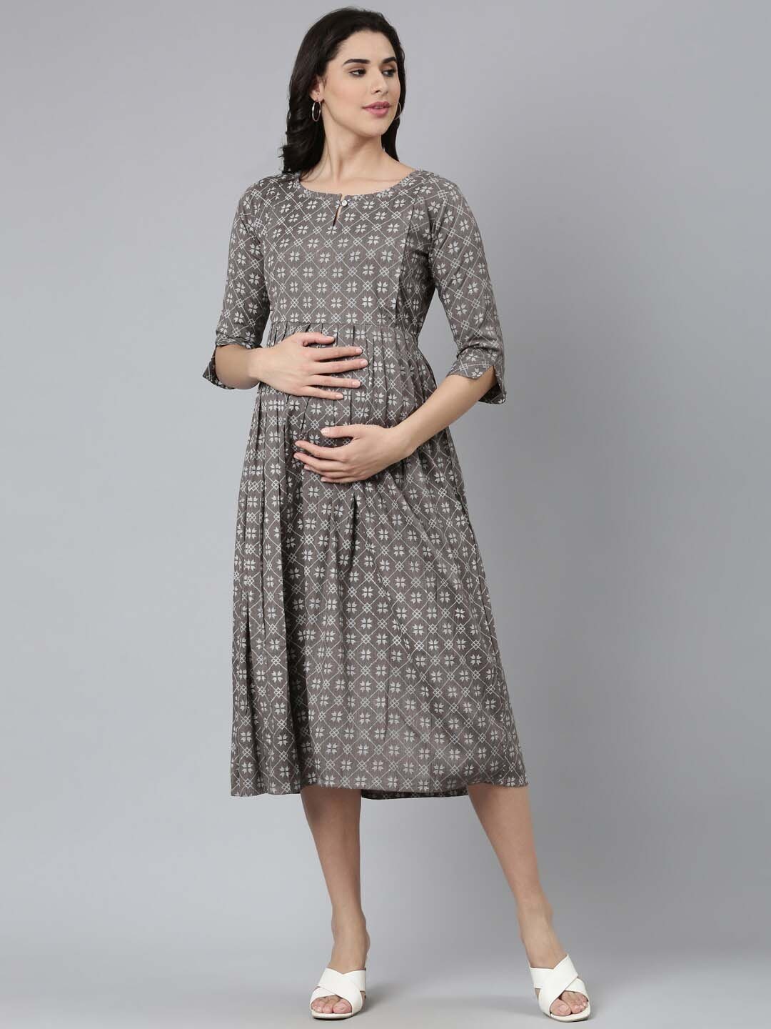 

GOLDSTROMS Printed Maternity Fit & Flare Dress, Grey