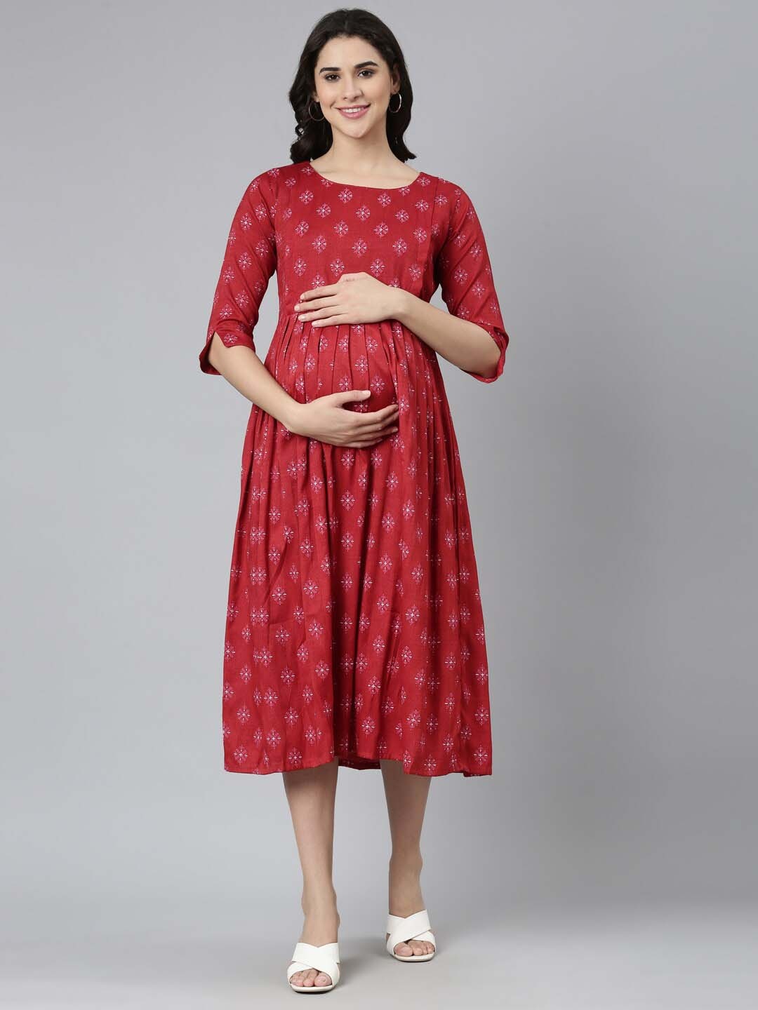 

GOLDSTROMS Printed Maternity Fit & Flare Dress, Red