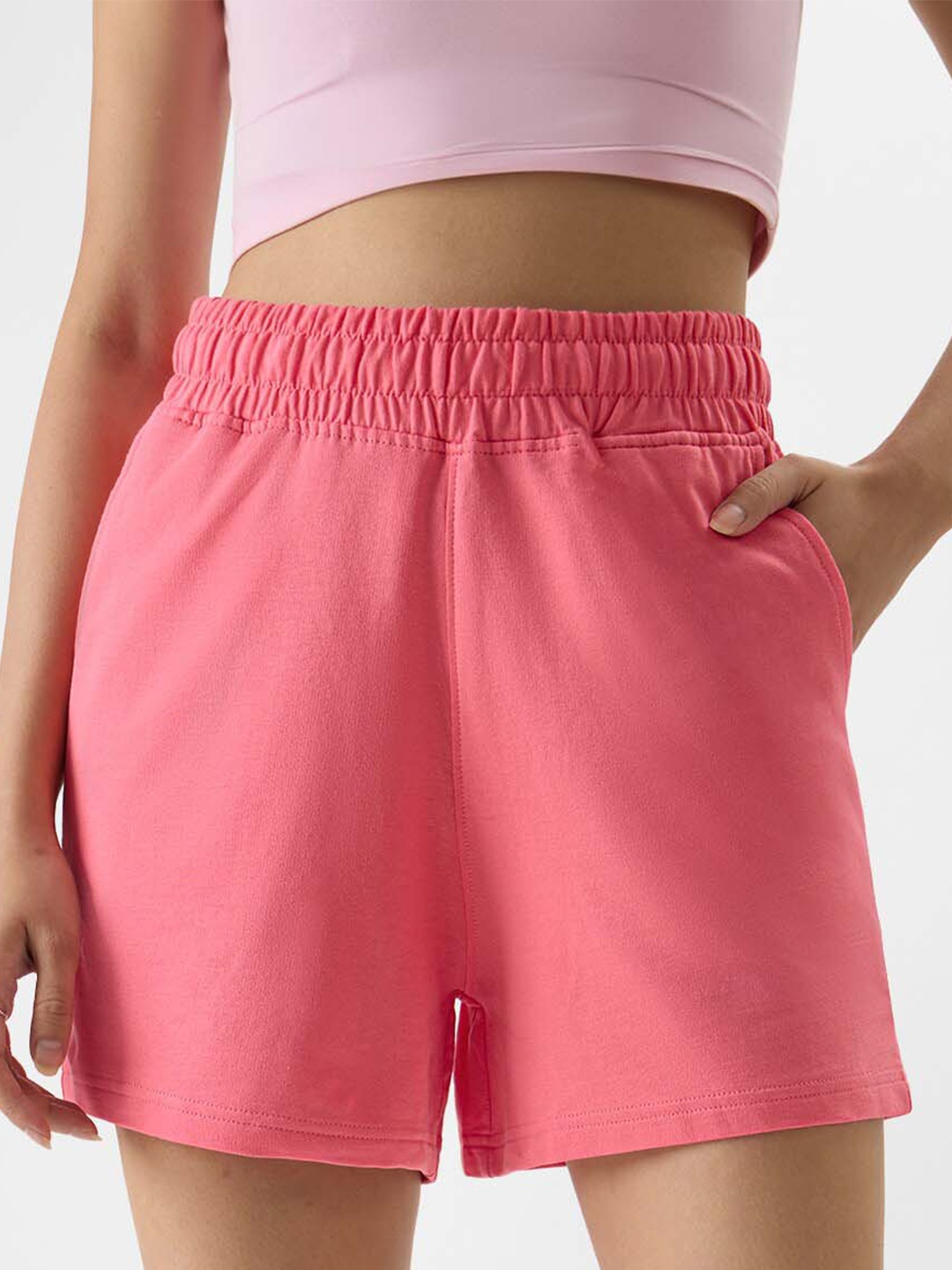 

The Souled Store Pure Cotton Mid Rise Lounge Shorts, Pink