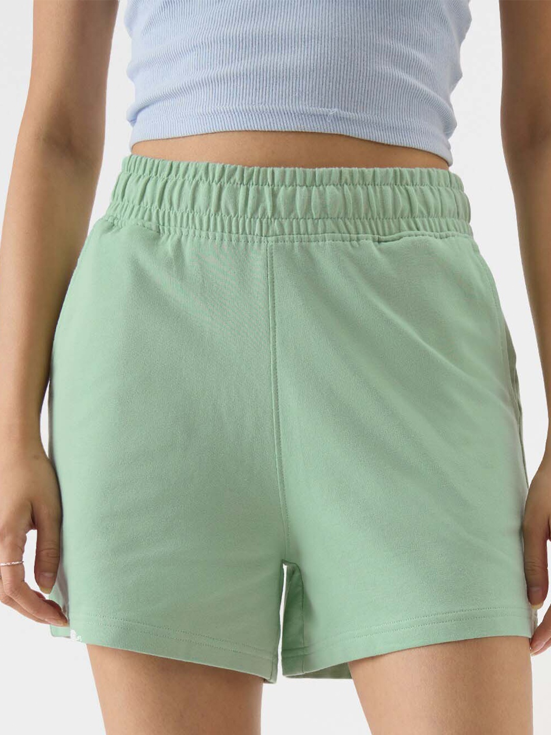

The Souled Store Women Pure Cotton Mid Rise Shorts, Green