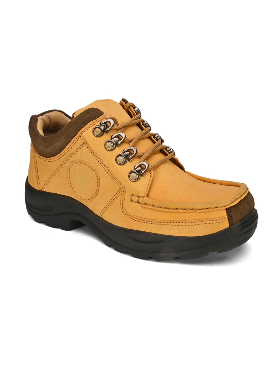 

IMCOLUS Men Leather Lace-Up Trekking Shoes, Tan